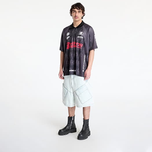 T-shirts A BATHING APE Flame Pattern Overall Print Half Zip