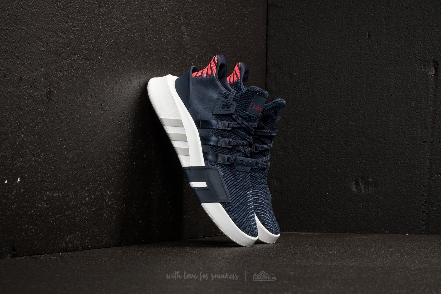 Adidas originals eqt basketball adv collegiate navy/real coral hot sale