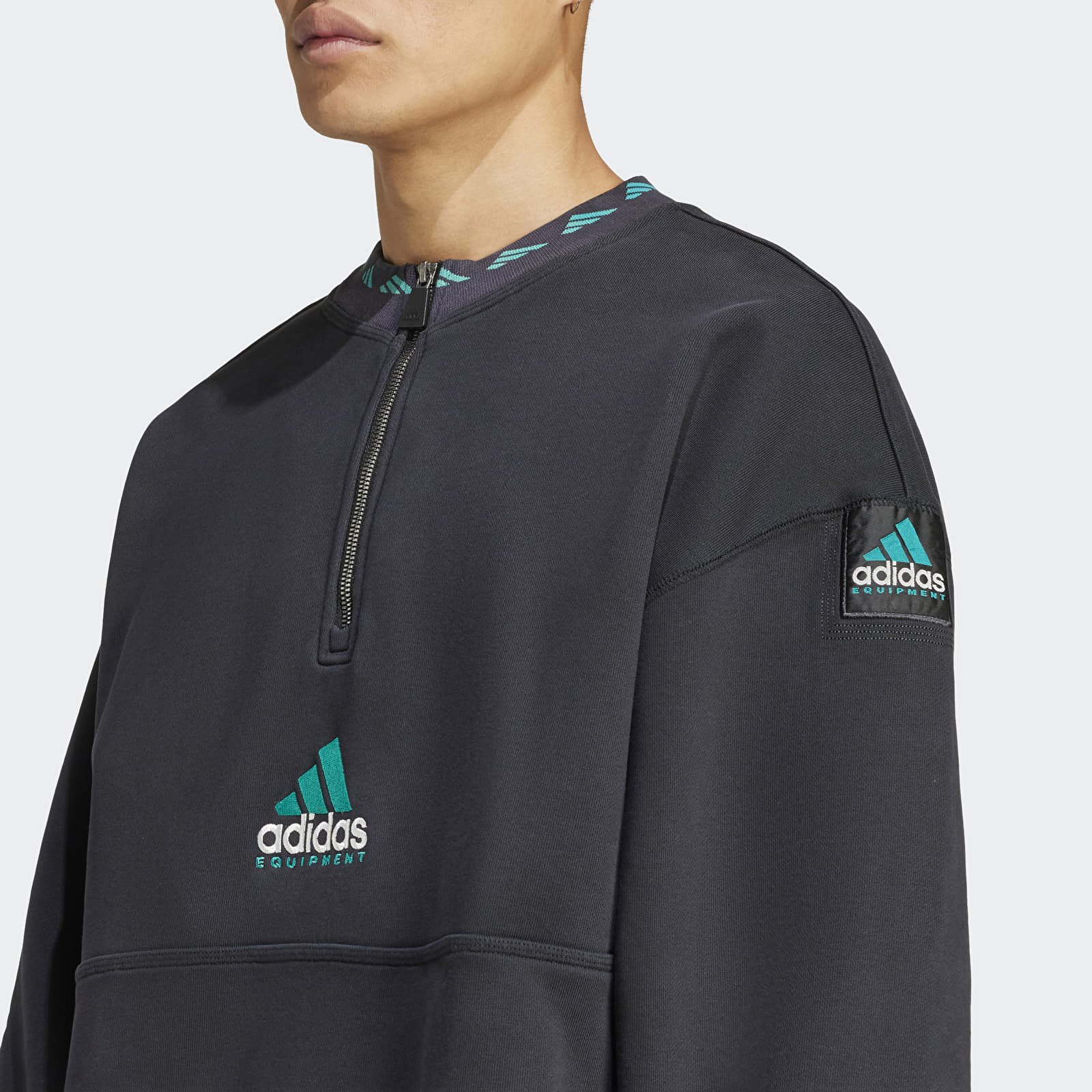 Men's hoodies adidas Equipment Fleece Half-Zip Black/ Black