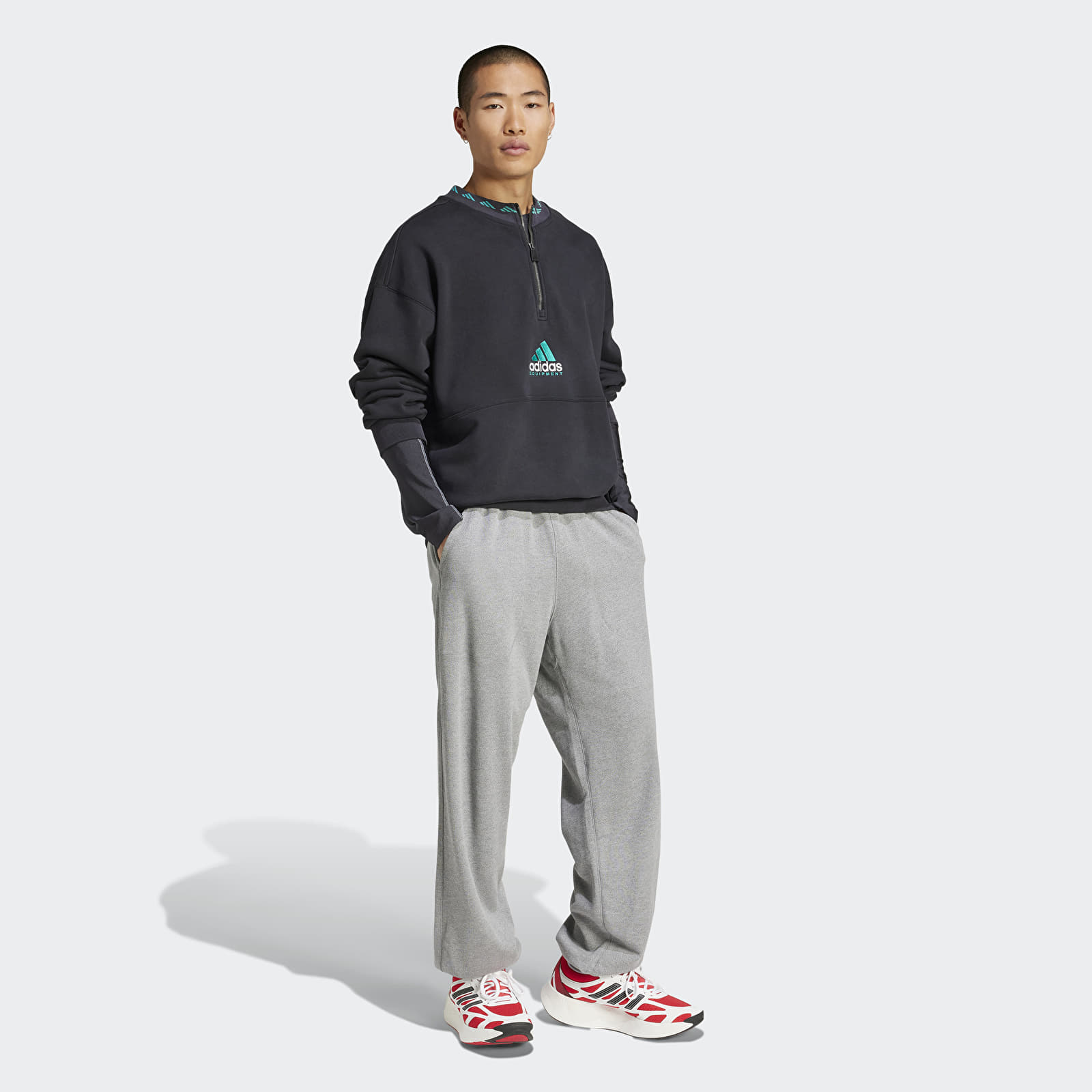 Men's hoodies adidas Equipment Fleece Half-Zip Black/ Black