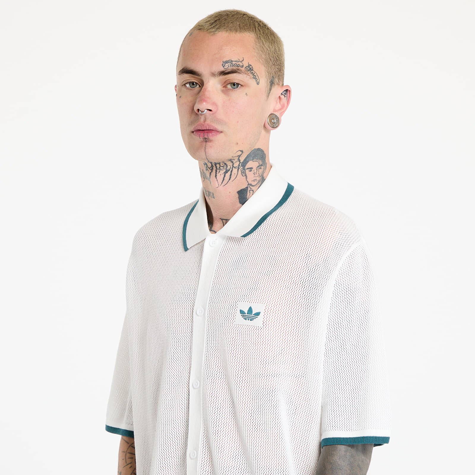 Ingek adidas Button Down Knitted Shirt White/ Wonder White