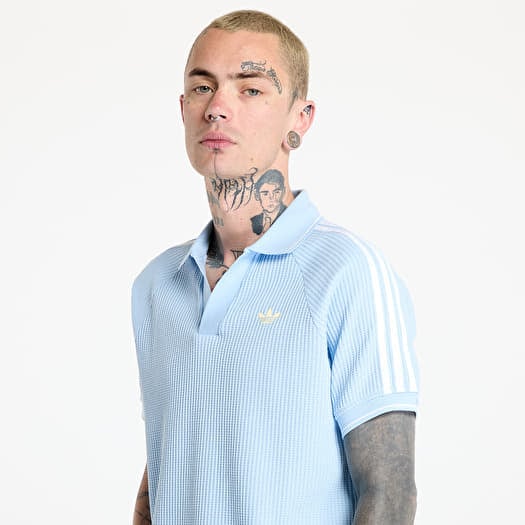 トップス Adidas Knit Polo Shirt T-shirts adidas Waffle Knit Polo Shirt Blue/ Clear Sky