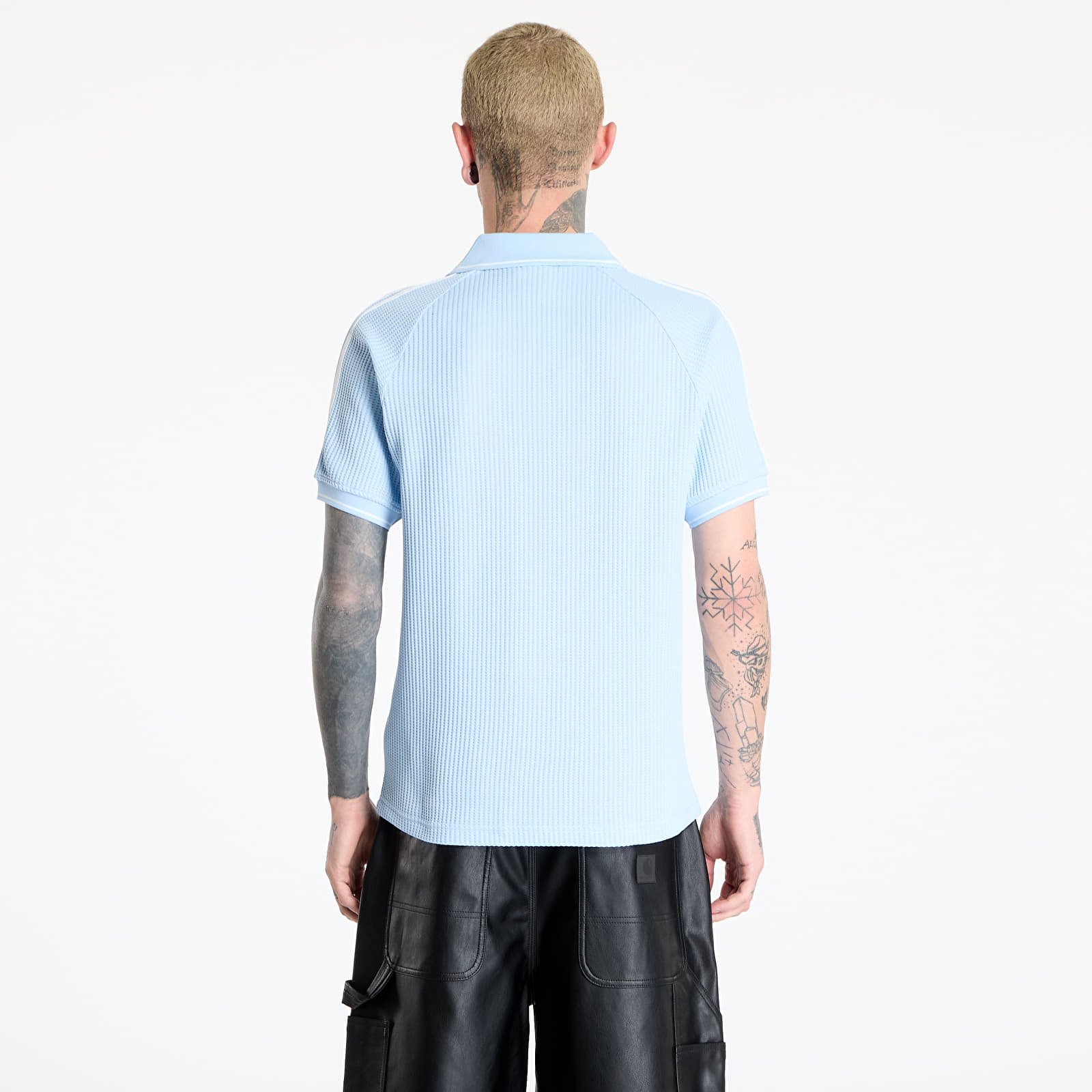 Tricouri  adidas Waffle Knit Polo Shirt Blue/ Clear Sky/ Almost Yellow