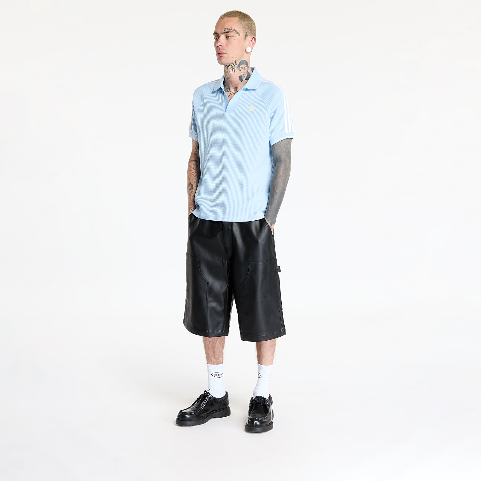 Tricouri  adidas Waffle Knit Polo Shirt Blue/ Clear Sky/ Almost Yellow