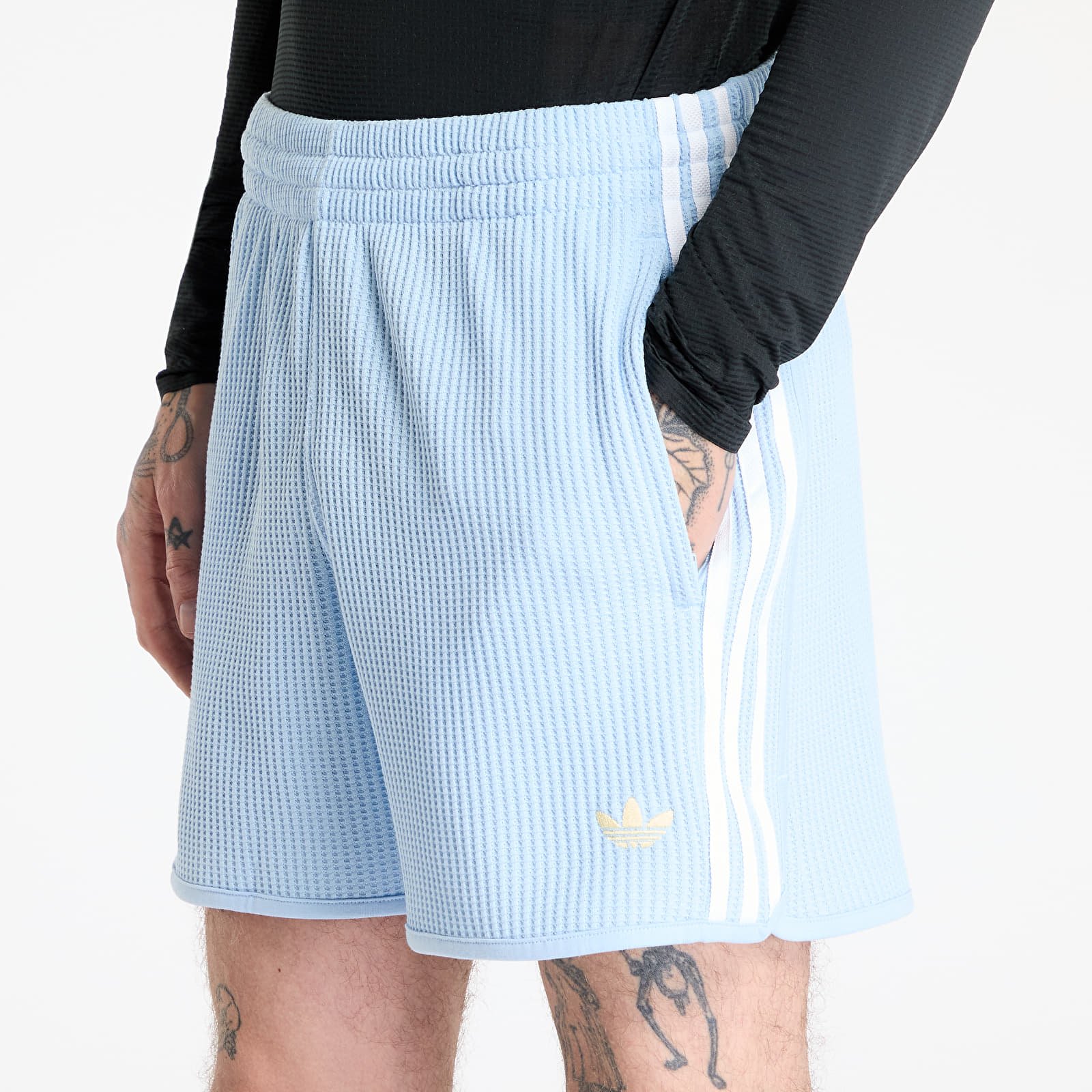 Moške kratke hlače adidas Waffle Knit Sprinter Shorts Blue/ Clear Sky/ White