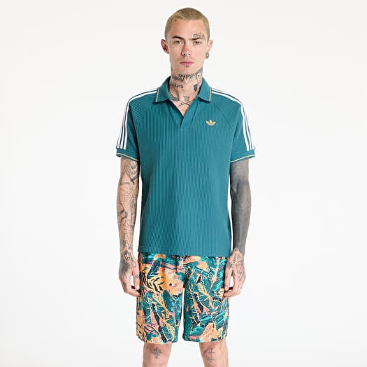 Tričko adidas Waffle Knit Polo Shirt Green/ Tech Green/ Hazy Orange