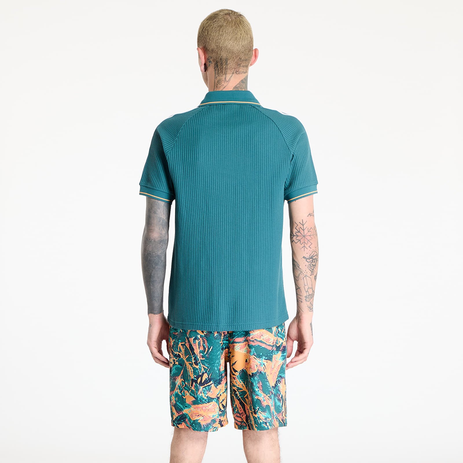 Tricouri  adidas Waffle Knit Polo Shirt Green/ Tech Green/ Hazy Orange
