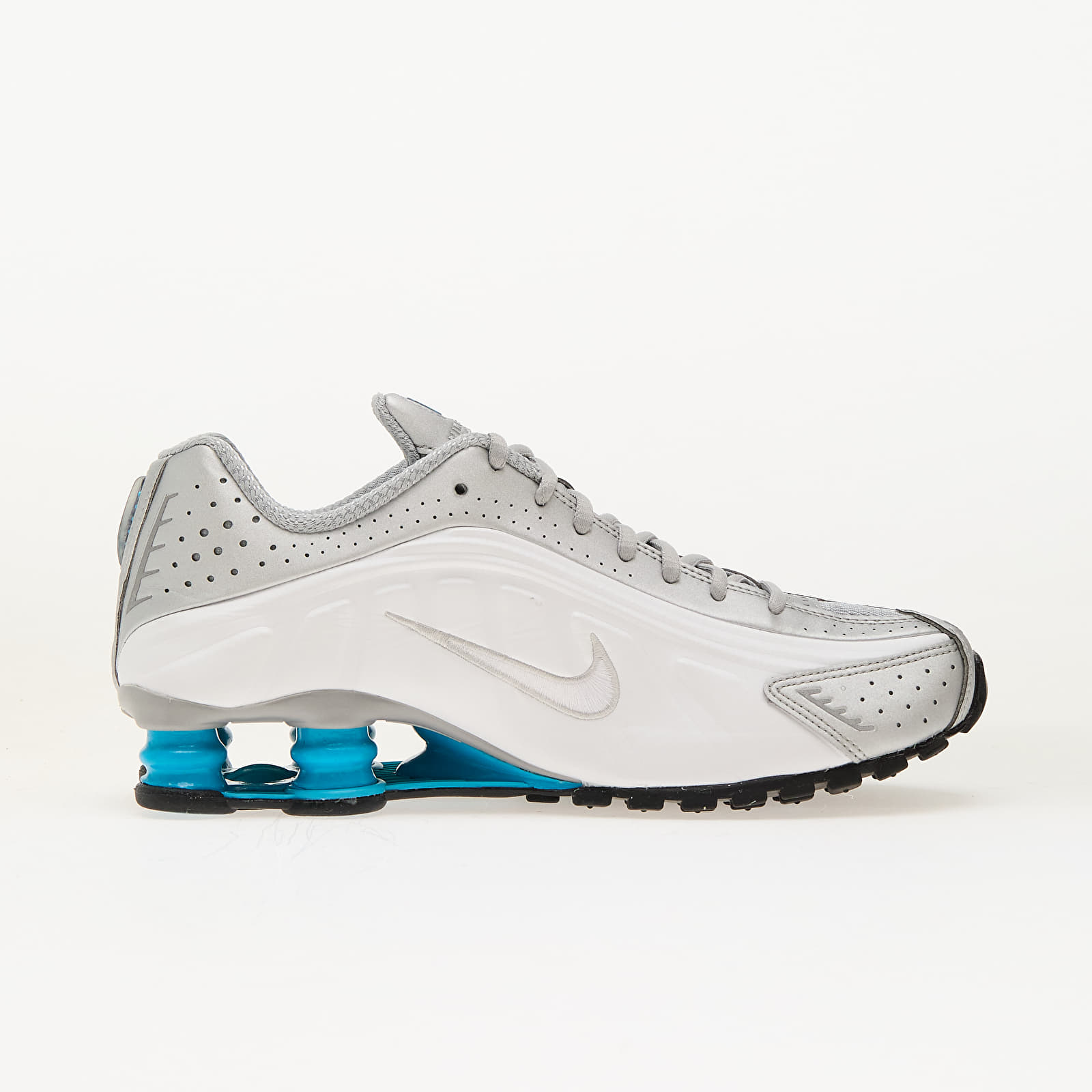 Meeste kingad Nike Shox R4 Metallic Silver/ Blue Lagoon-White