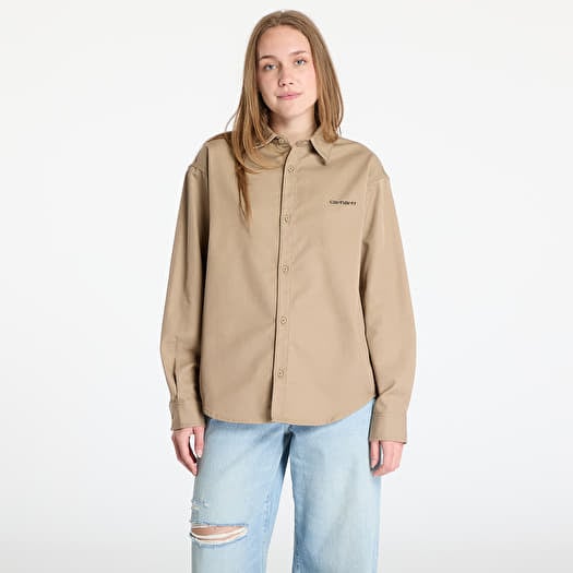 Košeľa Carhartt WIP Longsleeve Module Script Shirt UNISEX Leather/ Black Rigid