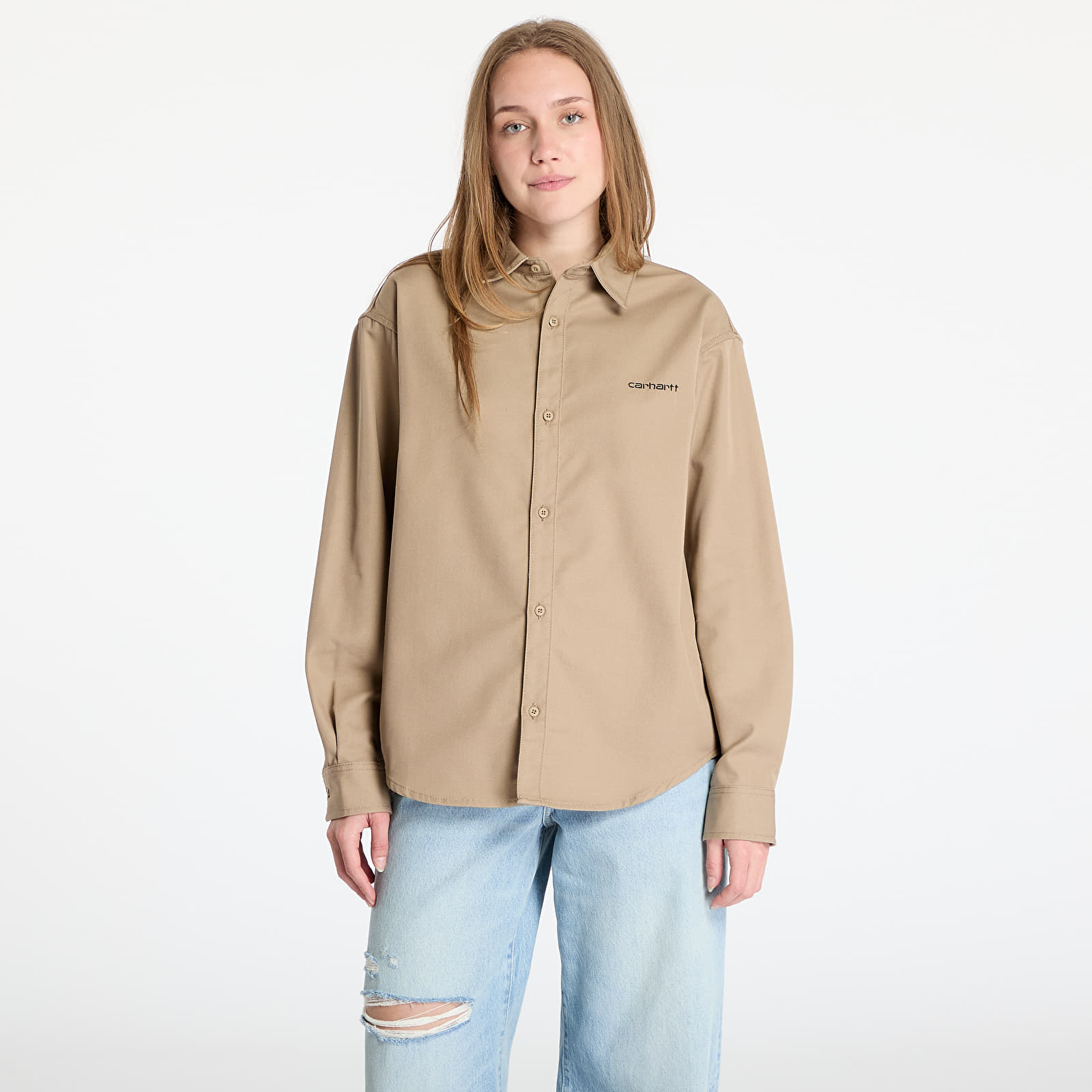 Ризи Carhartt WIP Longsleeve Module Script Shirt UNISEX Leather/ Black Rigid