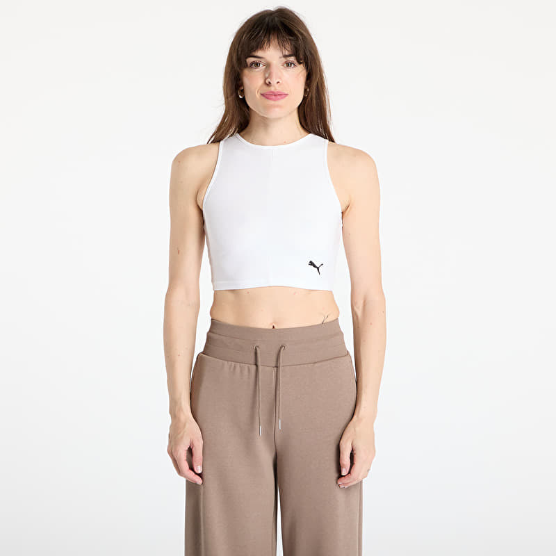 Top Puma Wardrobe Essentials Ribbed Crop Top PUMA White