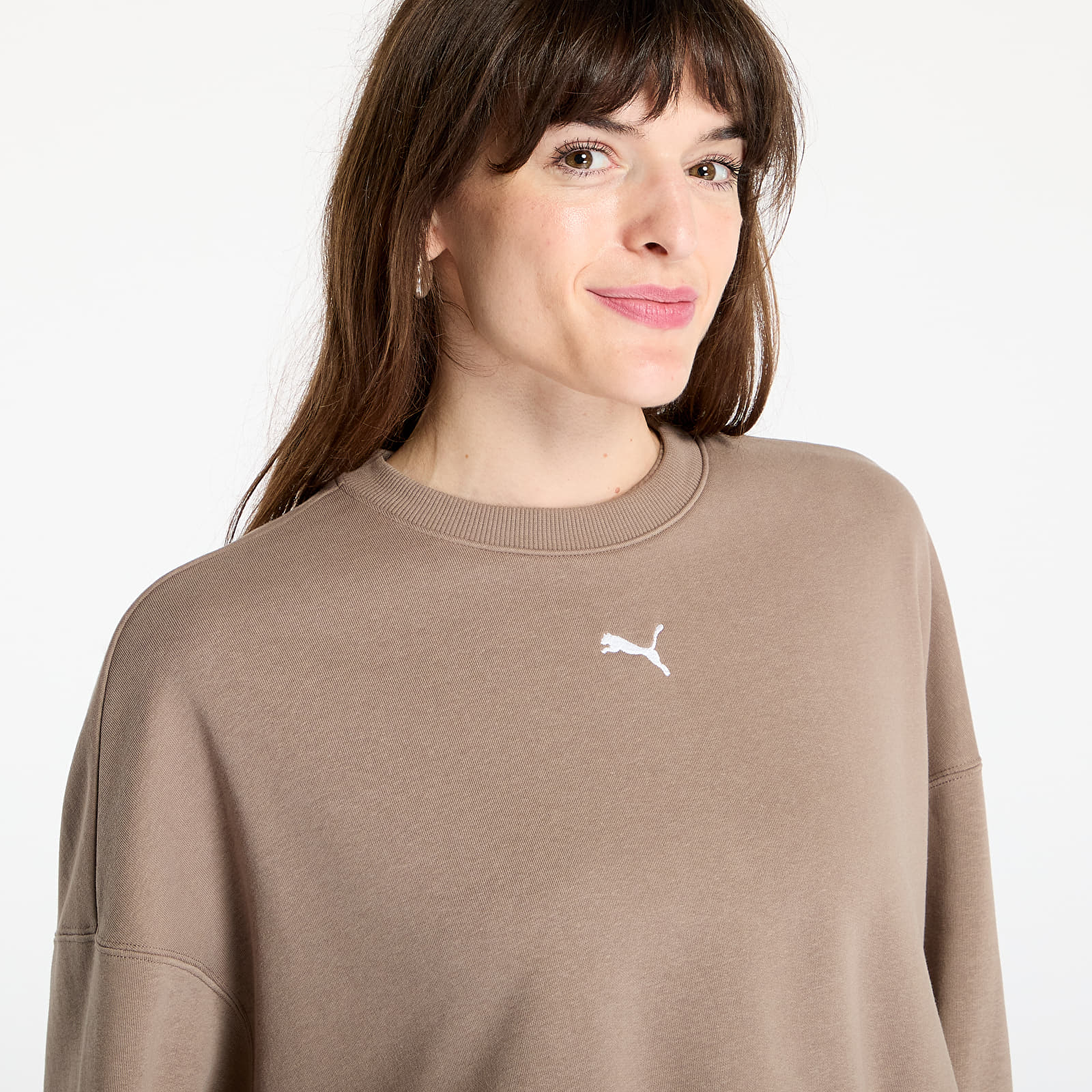 Dámské mikiny Puma Wardrobe Essentials Over-Oversized Crew TR Totally Taupe