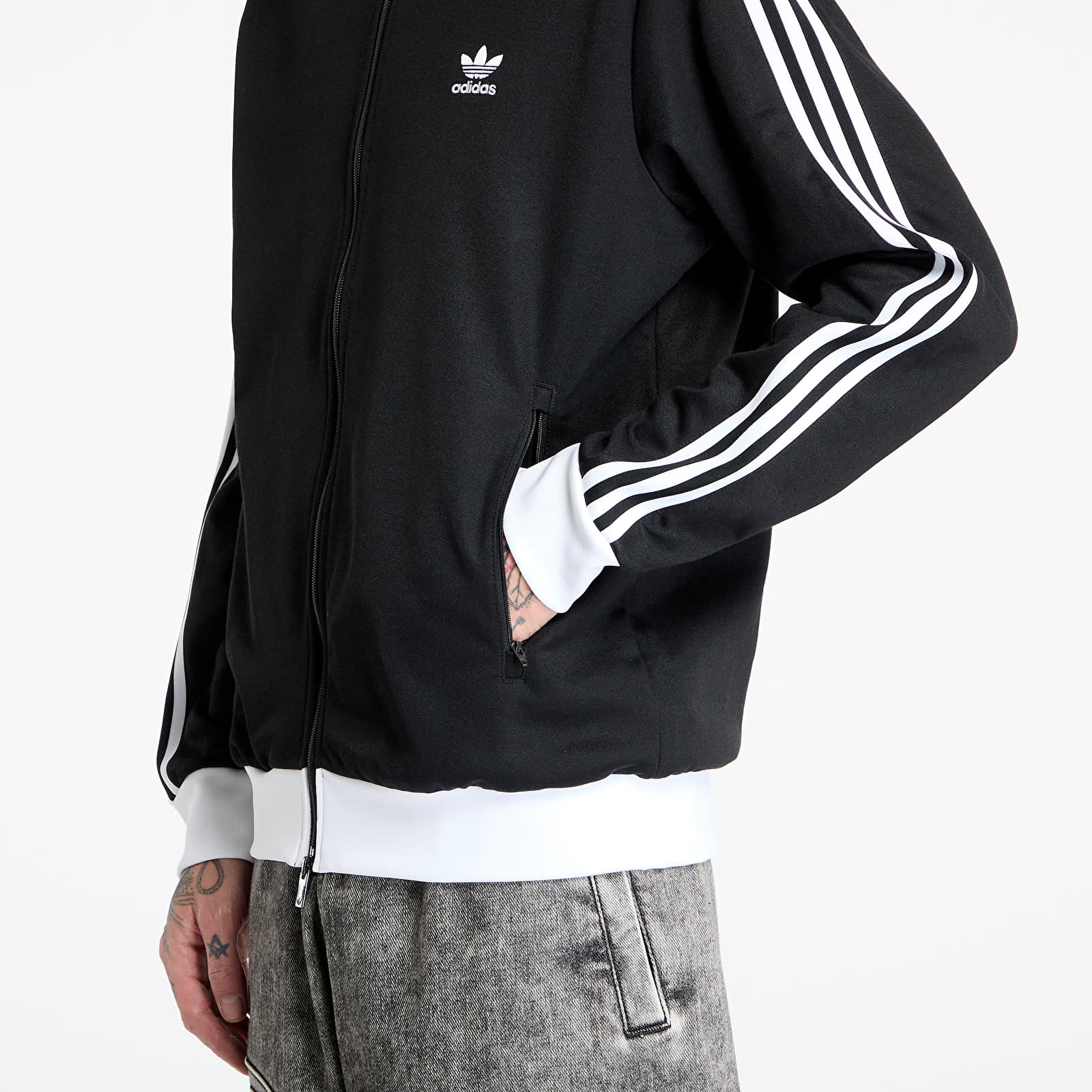 Kapucnis pulóverek és pulcsik adidas Adicolor Classics Beckenbauer Track Top Black/ White