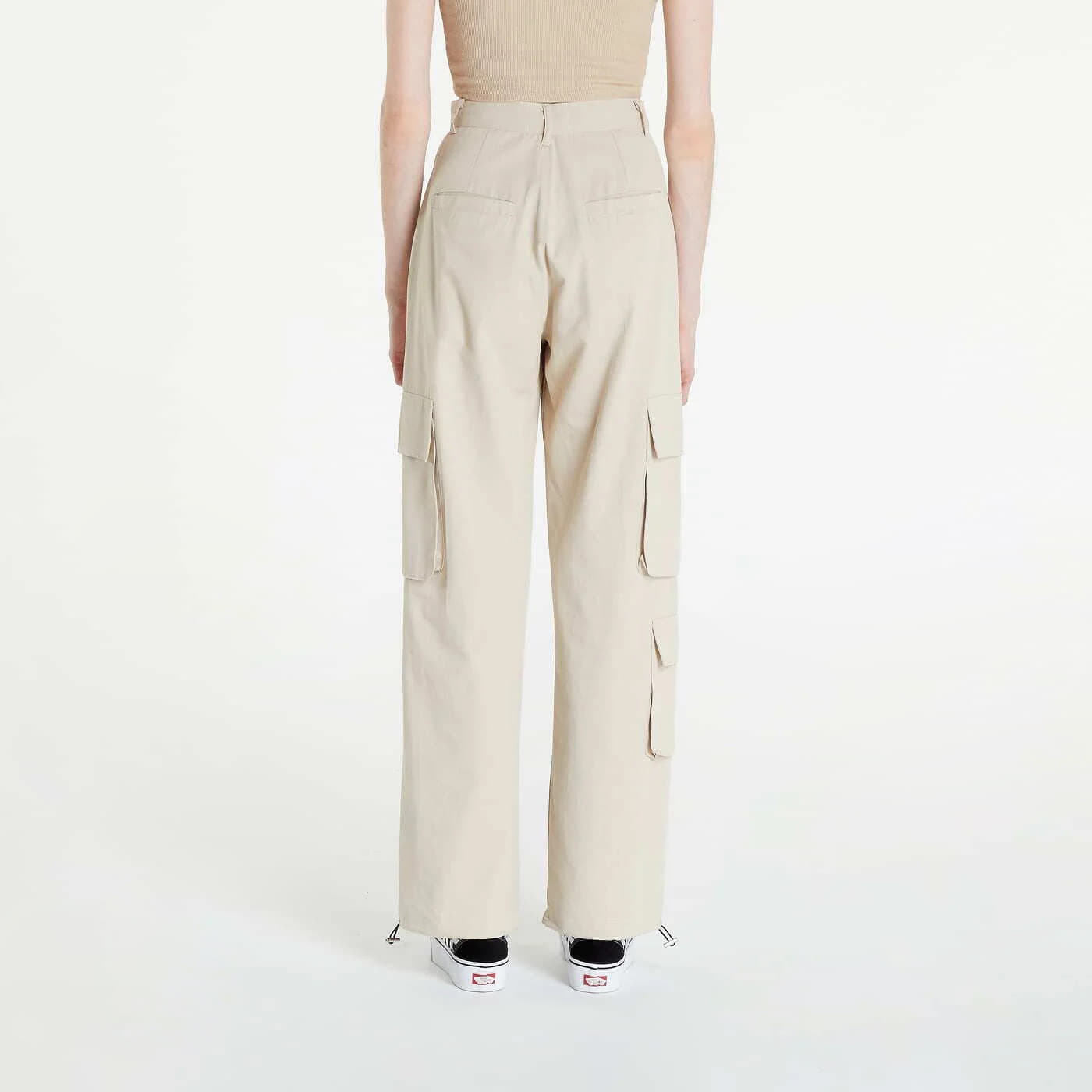 Cargobukser for kvinner Sixth June Wide Leg Cargo Pants Cream