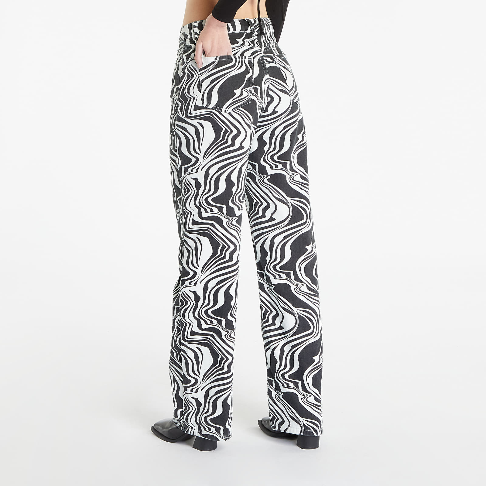 Жіночі джинси Sixth June Straight Leg Printed Jeans Black/ White