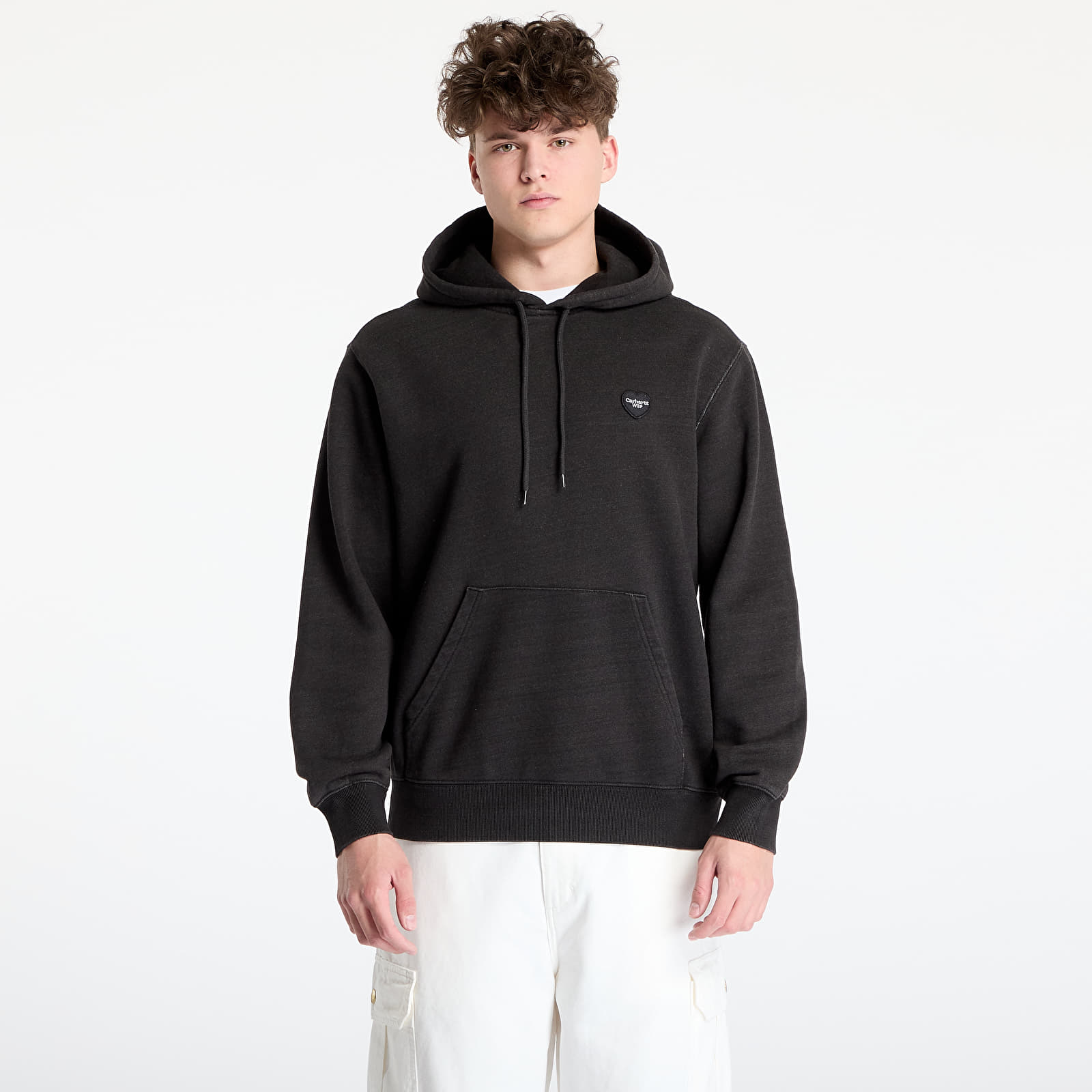 Férfi kapucnis pulcsik Carhartt WIP Hooded Ingo Sweat UNISEX Black Garment Dyed