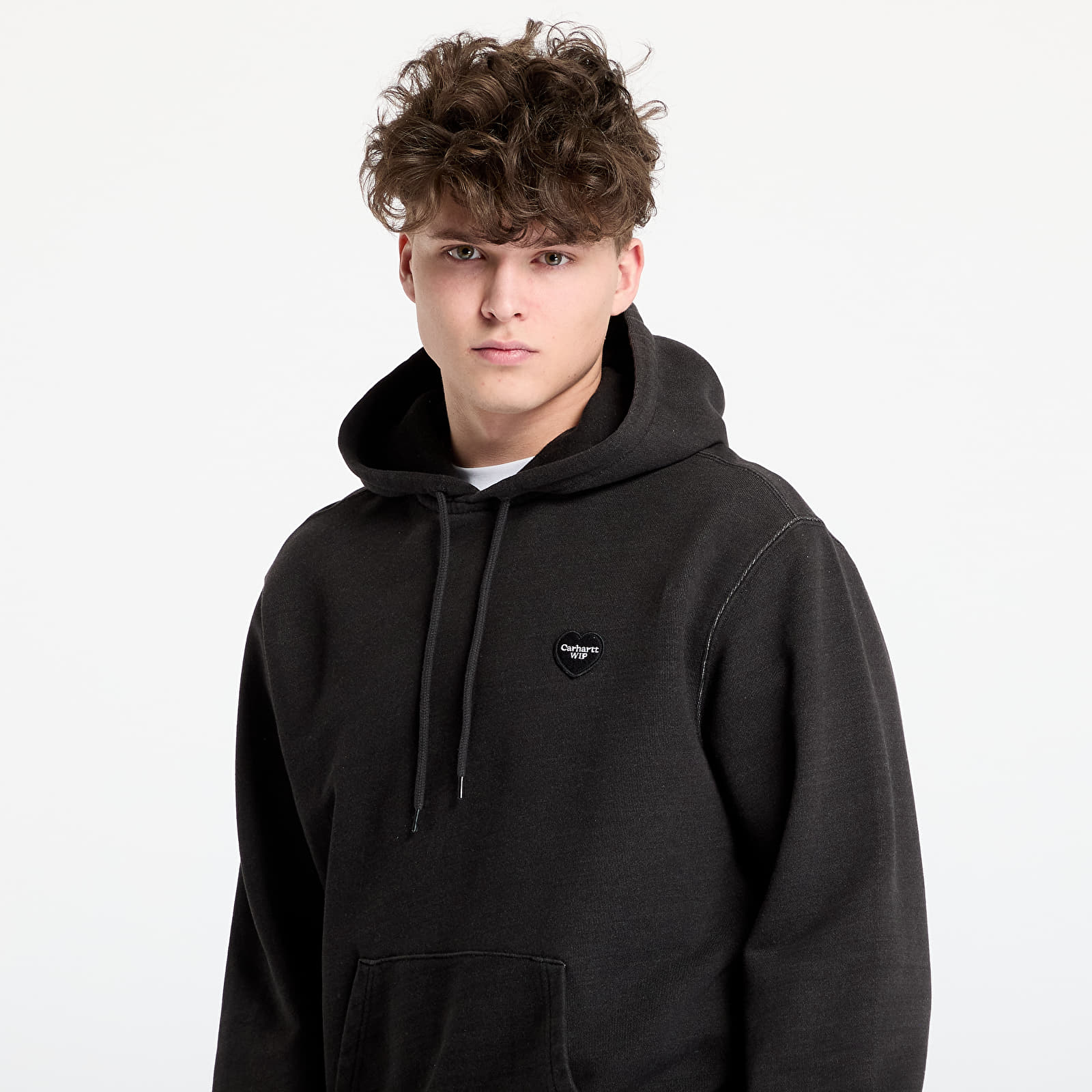 Férfi kapucnis pulcsik Carhartt WIP Hooded Ingo Sweat UNISEX Black Garment Dyed