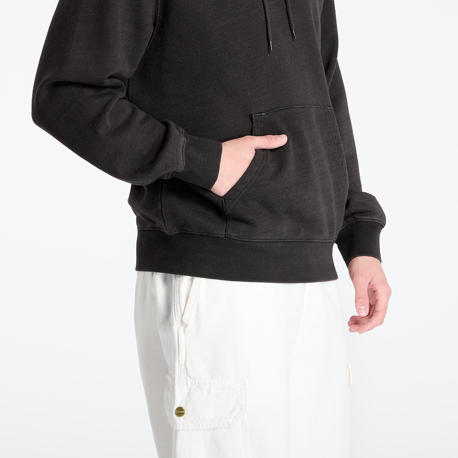 Férfi kapucnis pulcsik Carhartt WIP Hooded Ingo Sweat UNISEX Black Garment Dyed