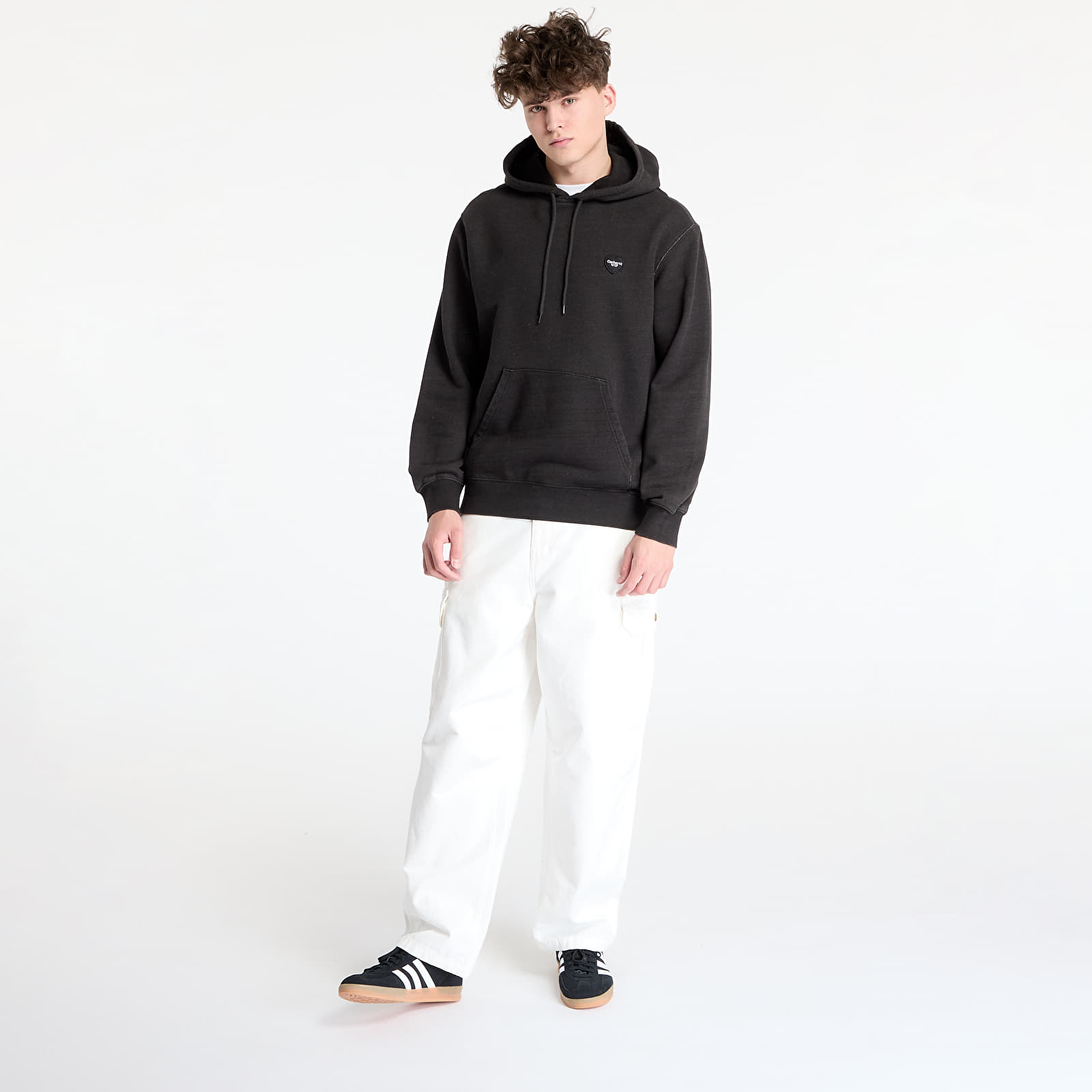 Férfi kapucnis pulcsik Carhartt WIP Hooded Ingo Sweat UNISEX Black Garment Dyed