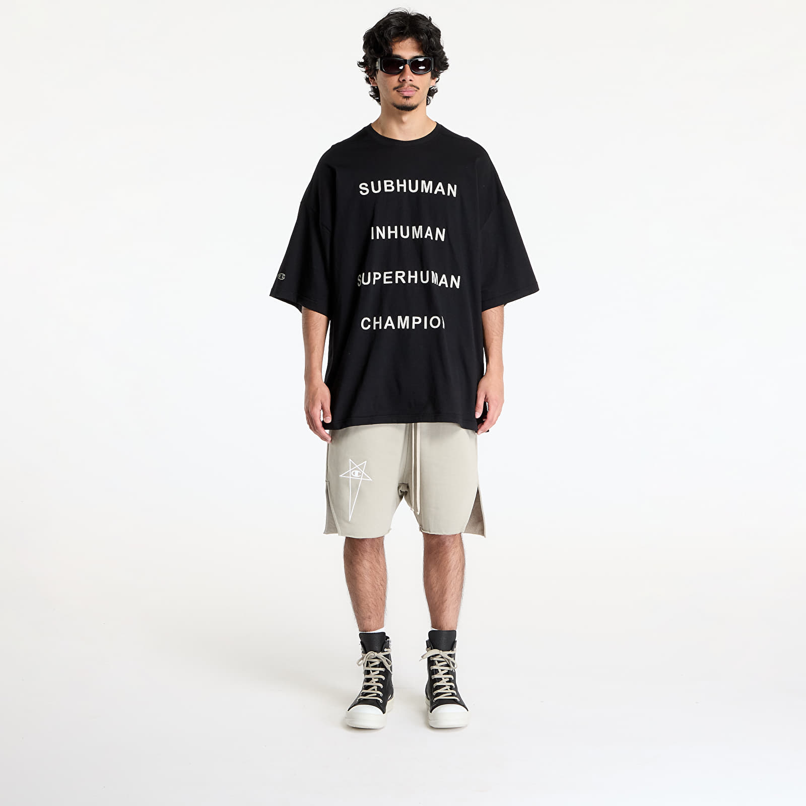 Männer T-Shirts Rick Owens DRKSHDW x Champion Tommy Tee Black