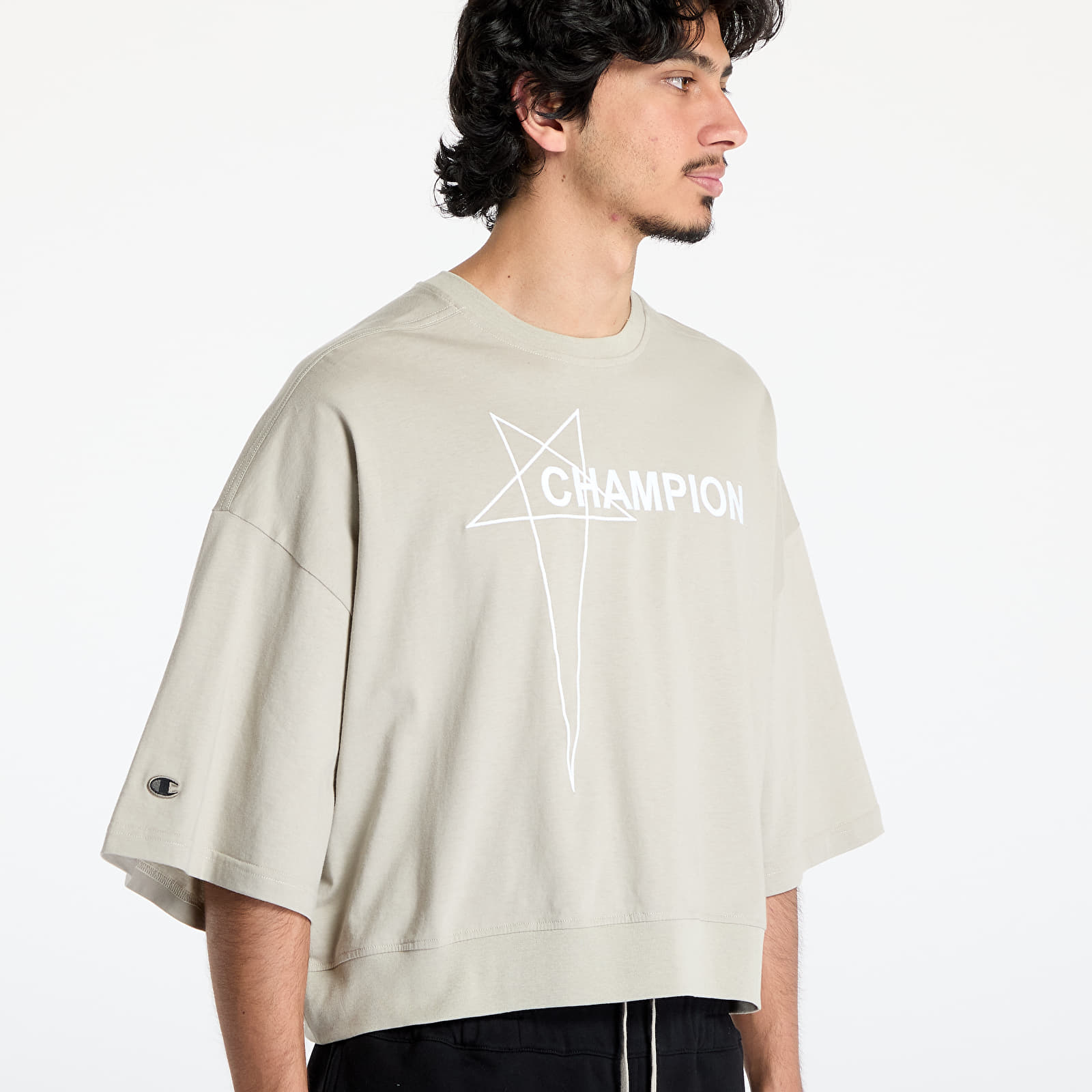Heren T-shirts Rick Owens DRKSHDW x Champion Tommy Cropped Tee Pearl