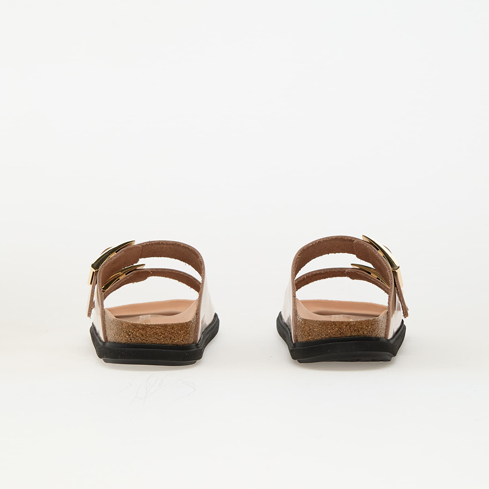 Női cipők Birkenstock Arizona Droplet Buckle Natural Leather Patent High-Shine New Beige