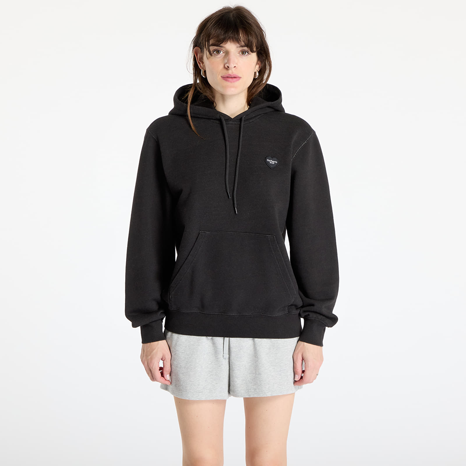 Férfi kapucnis pulcsik Carhartt WIP Hooded Ingo Sweat UNISEX Black Garment Dyed