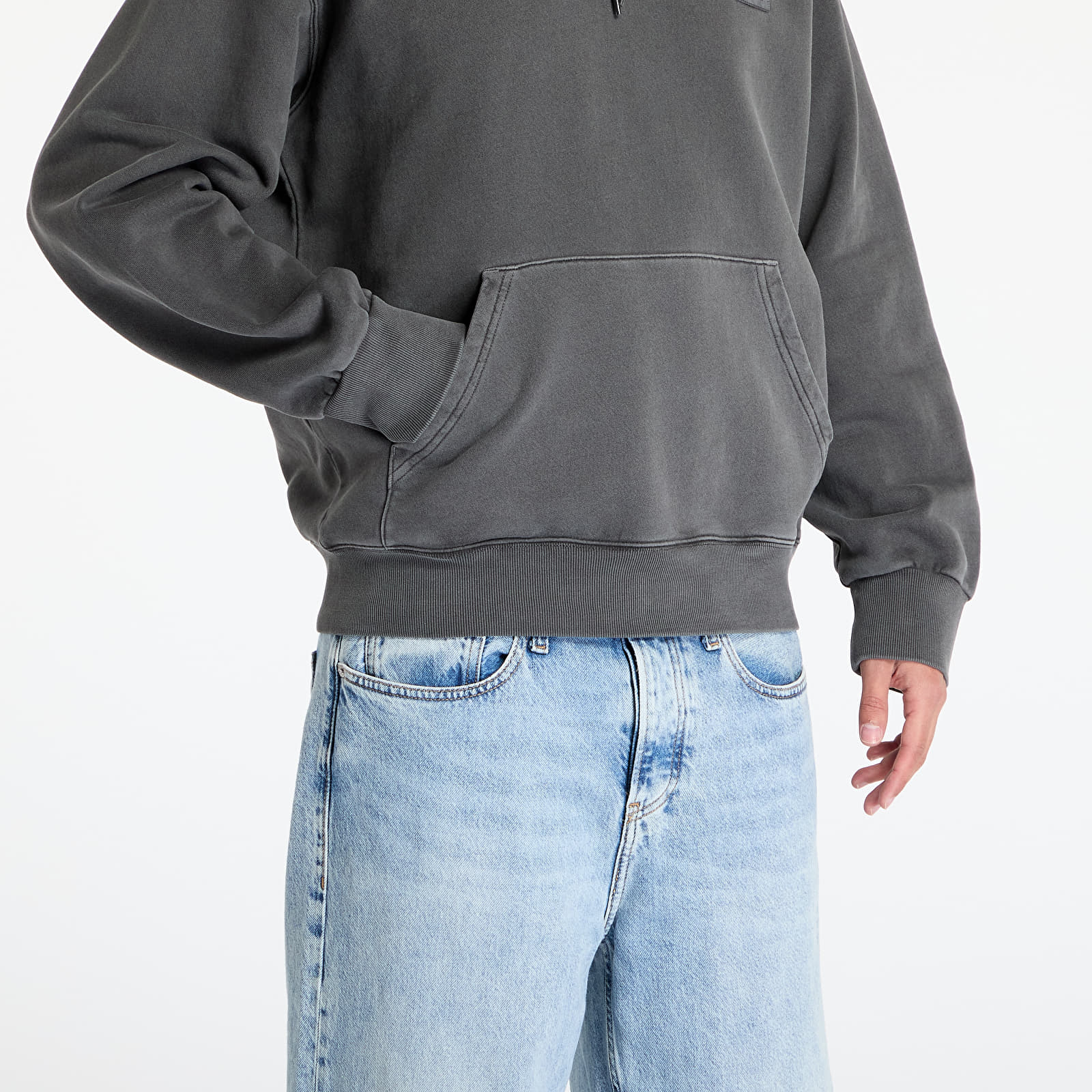 Pánské mikiny Carhartt WIP Hooded Nelson Sweat UNISEX Graphite Garment Dyed