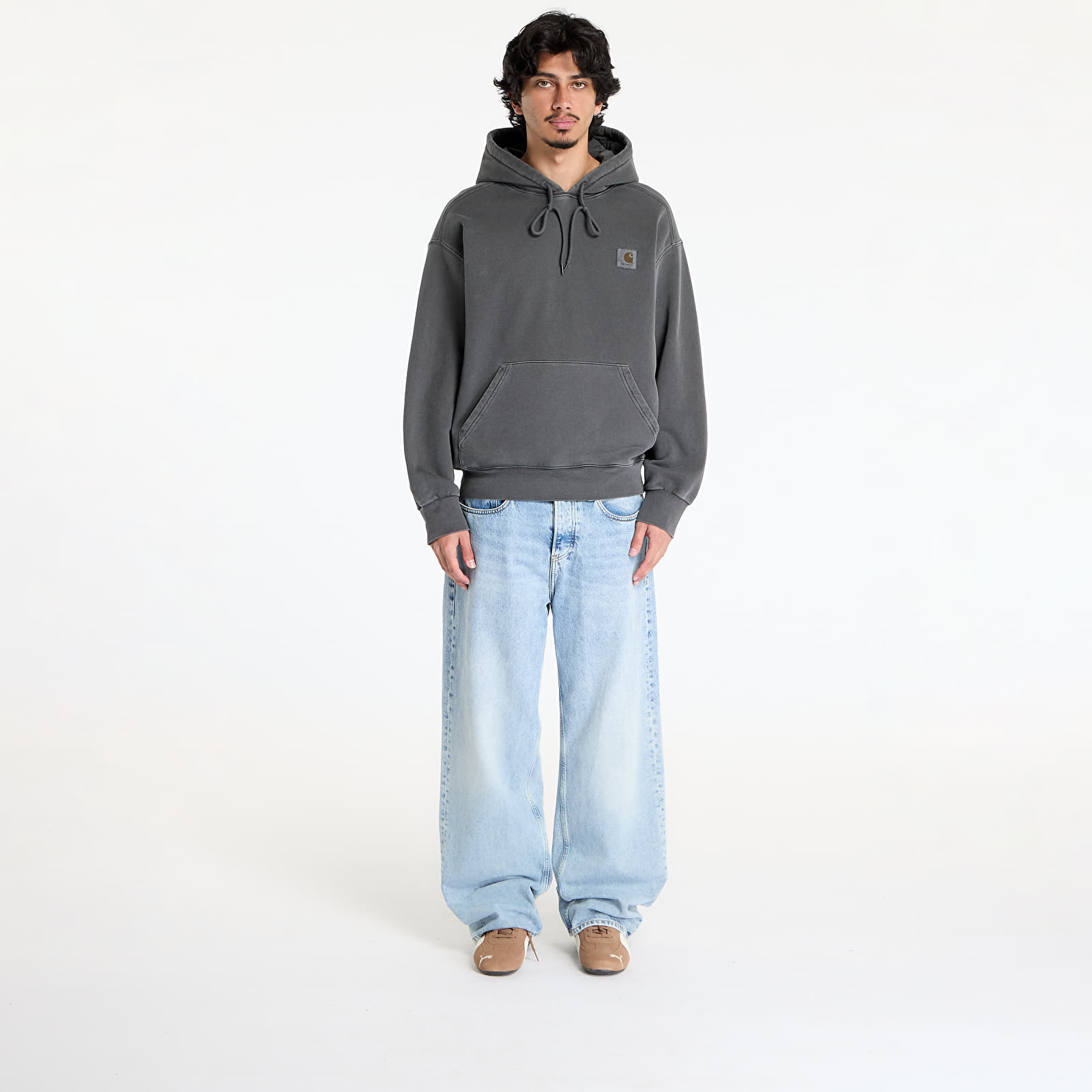 Pánské mikiny Carhartt WIP Hooded Nelson Sweat UNISEX Graphite Garment Dyed