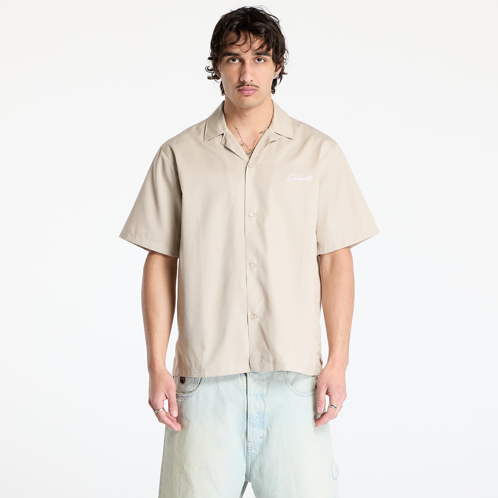 Cămașă Carhartt WIP S/S Delray Shirt UNISEX Fleur de Sel/ White S