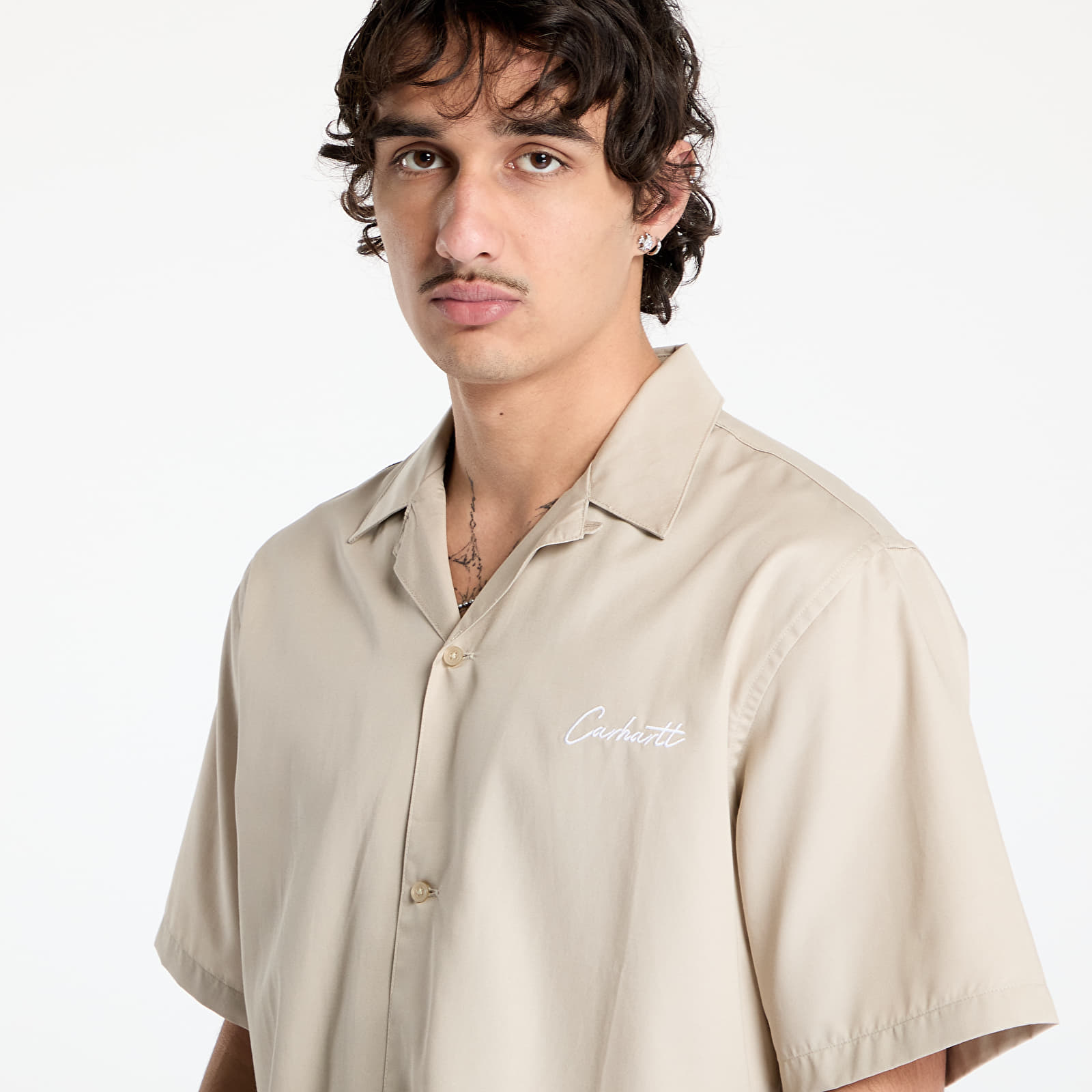 Košele Carhartt WIP S/S Delray Shirt UNISEX Fleur de Sel/ White
