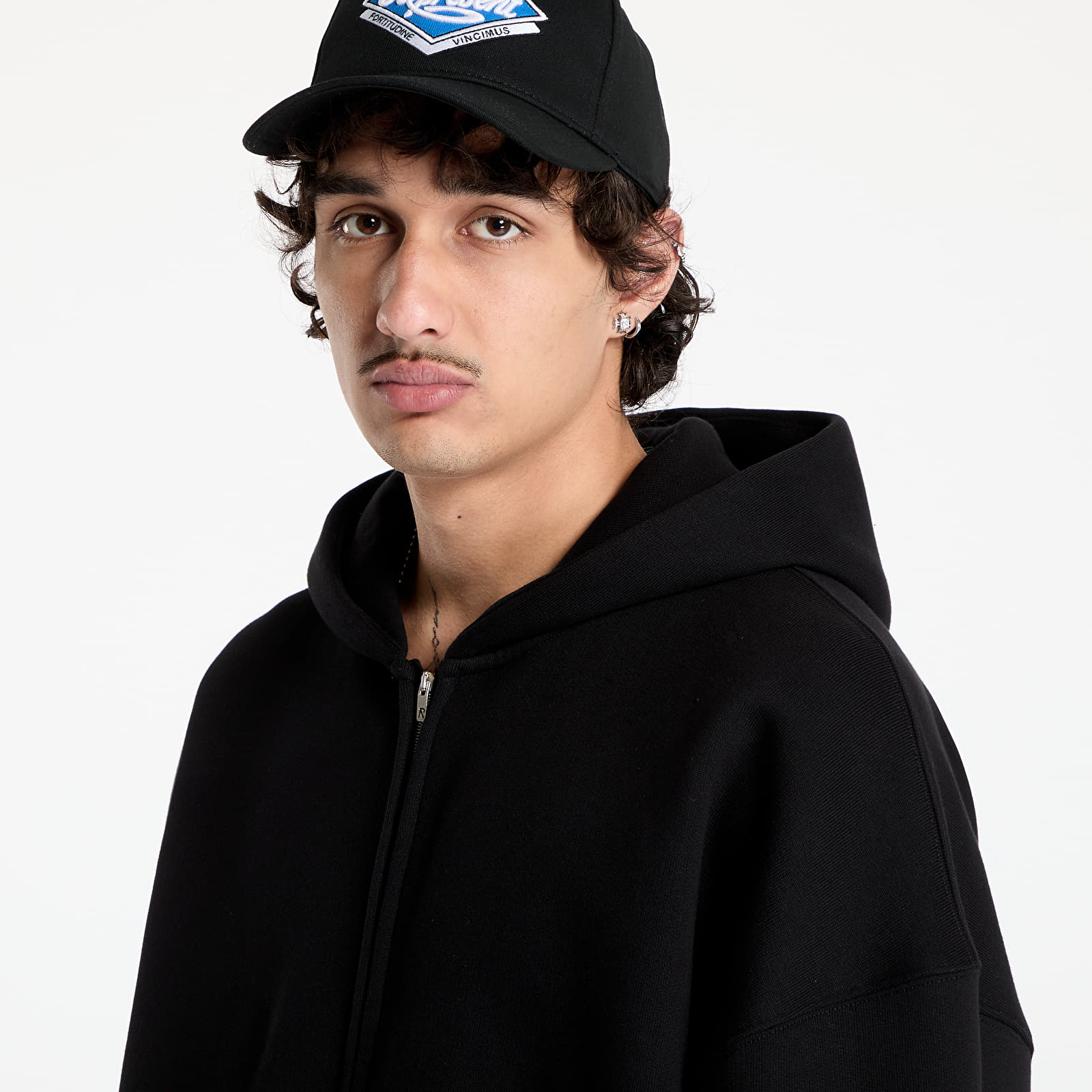 Puloverji   REPRESENT Initial Boxy Zip Hoodie Black
