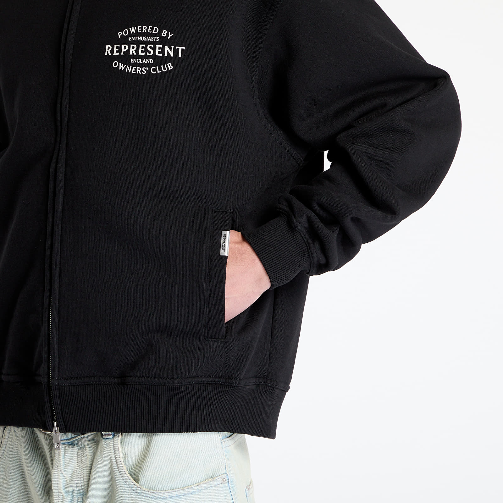 Bluzy REPRESENT Represent Owners Club Stamp Zip Up Hoodie Jet Black