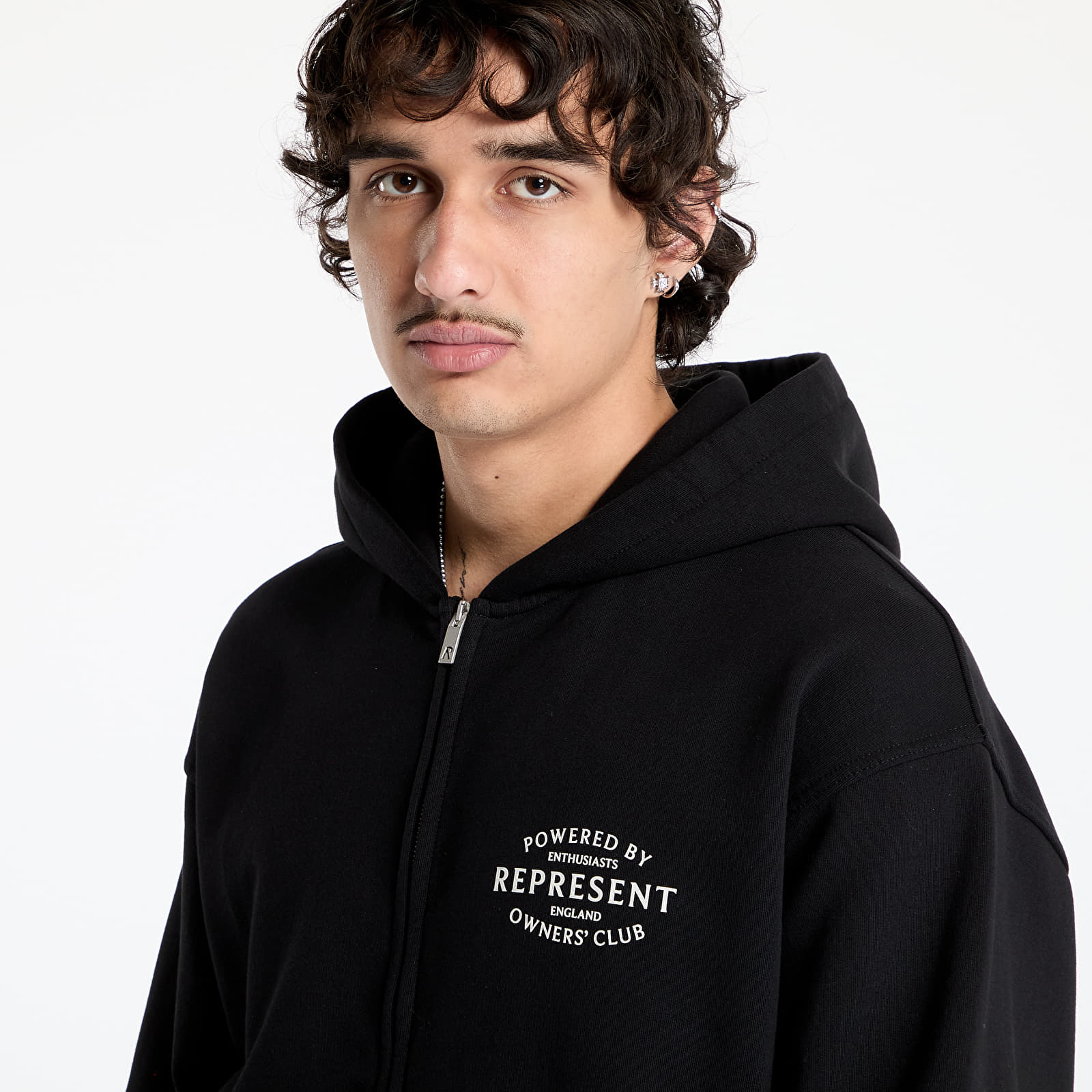 Bluzy REPRESENT Represent Owners Club Stamp Zip Up Hoodie Jet Black