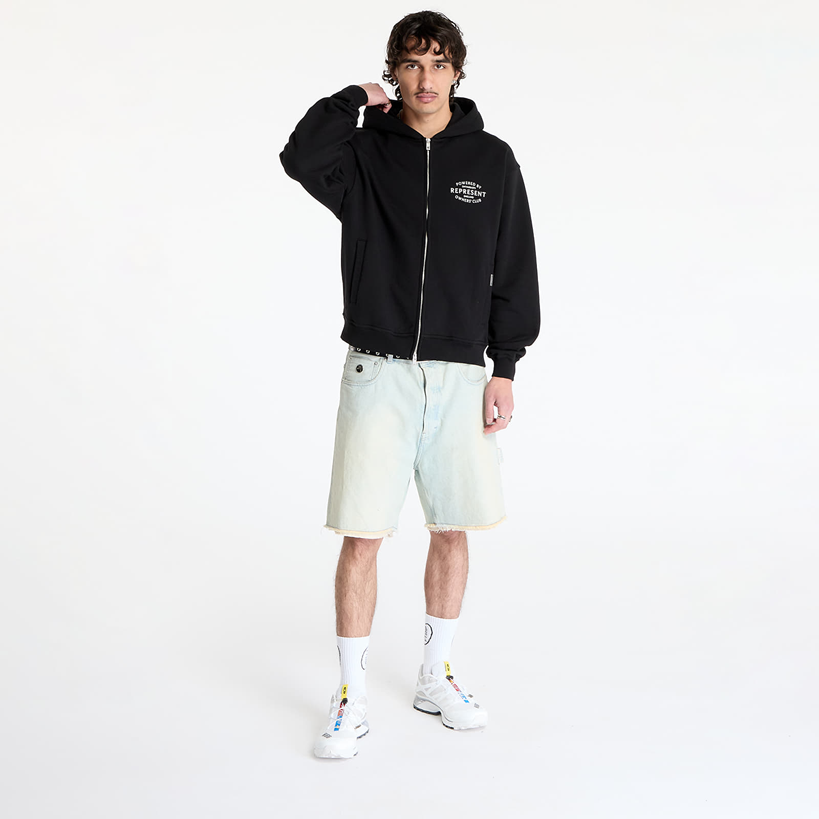 Bluzy REPRESENT Represent Owners Club Stamp Zip Up Hoodie Jet Black