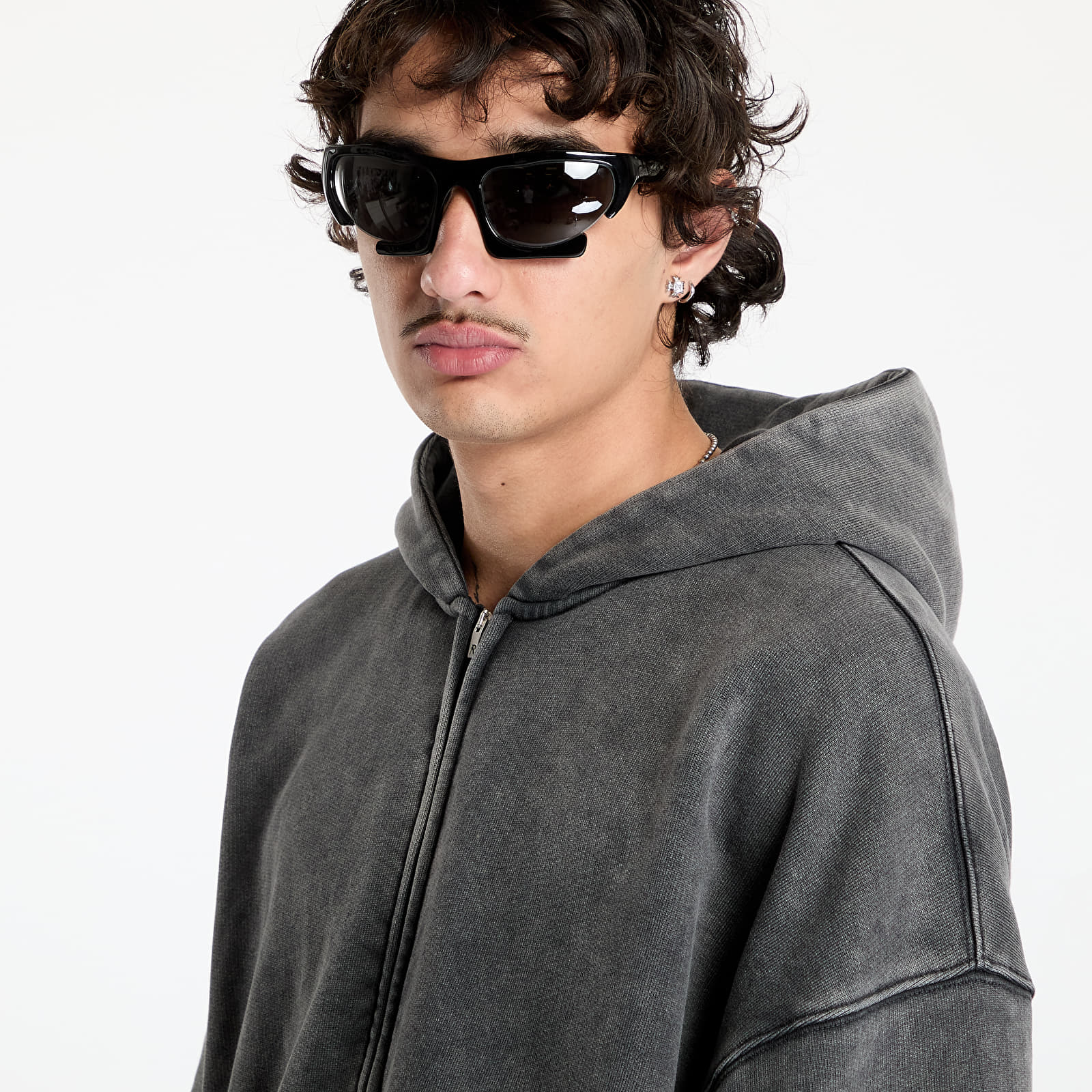 Džemperiai su gobtuvais ir džemperiai REPRESENT Initial Boxy Zip Hoodie Vintage Grey