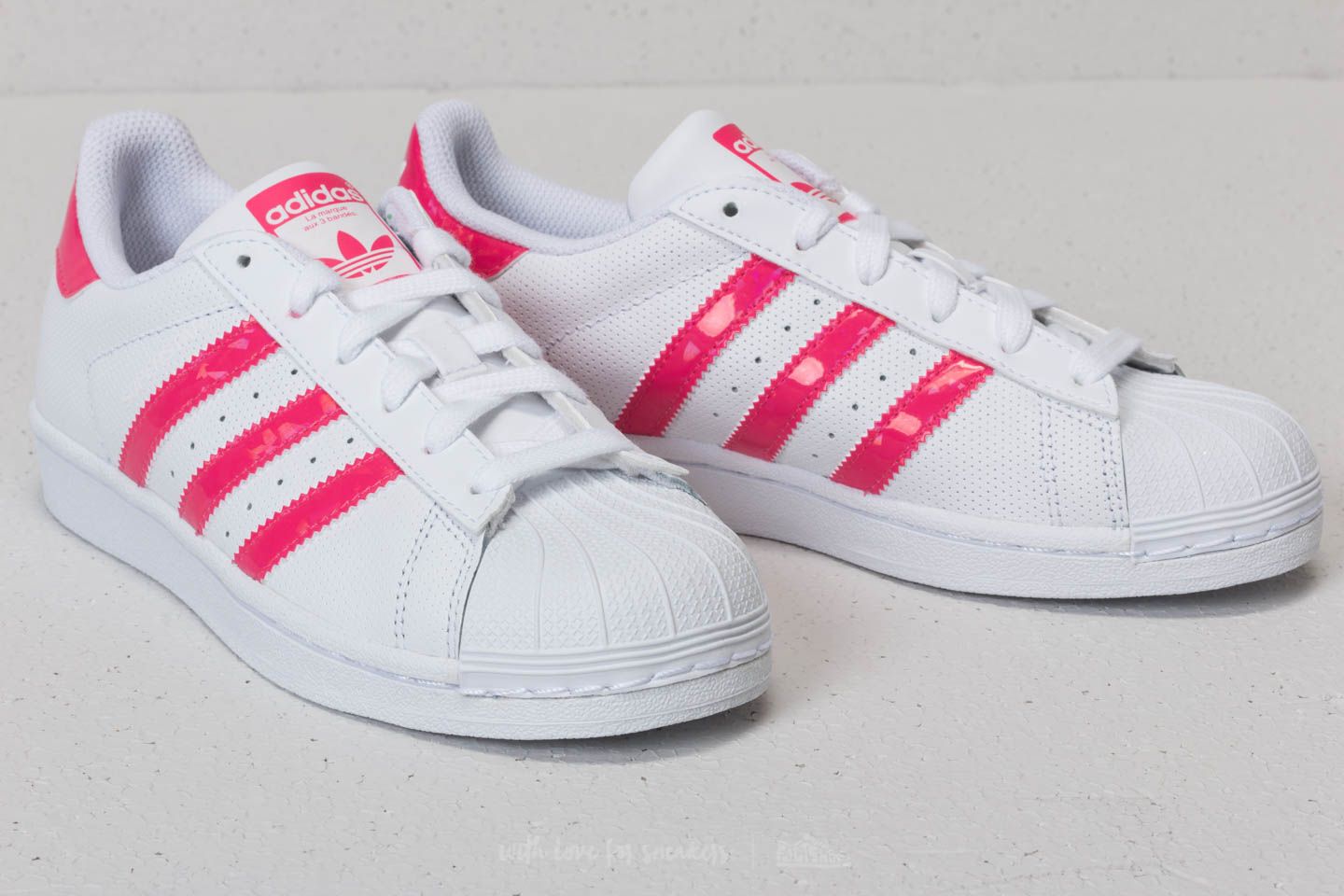 Sneaker und Schuhe für Kinder adidas Superstar J Ftw White/ Real Pink/ Ftw White