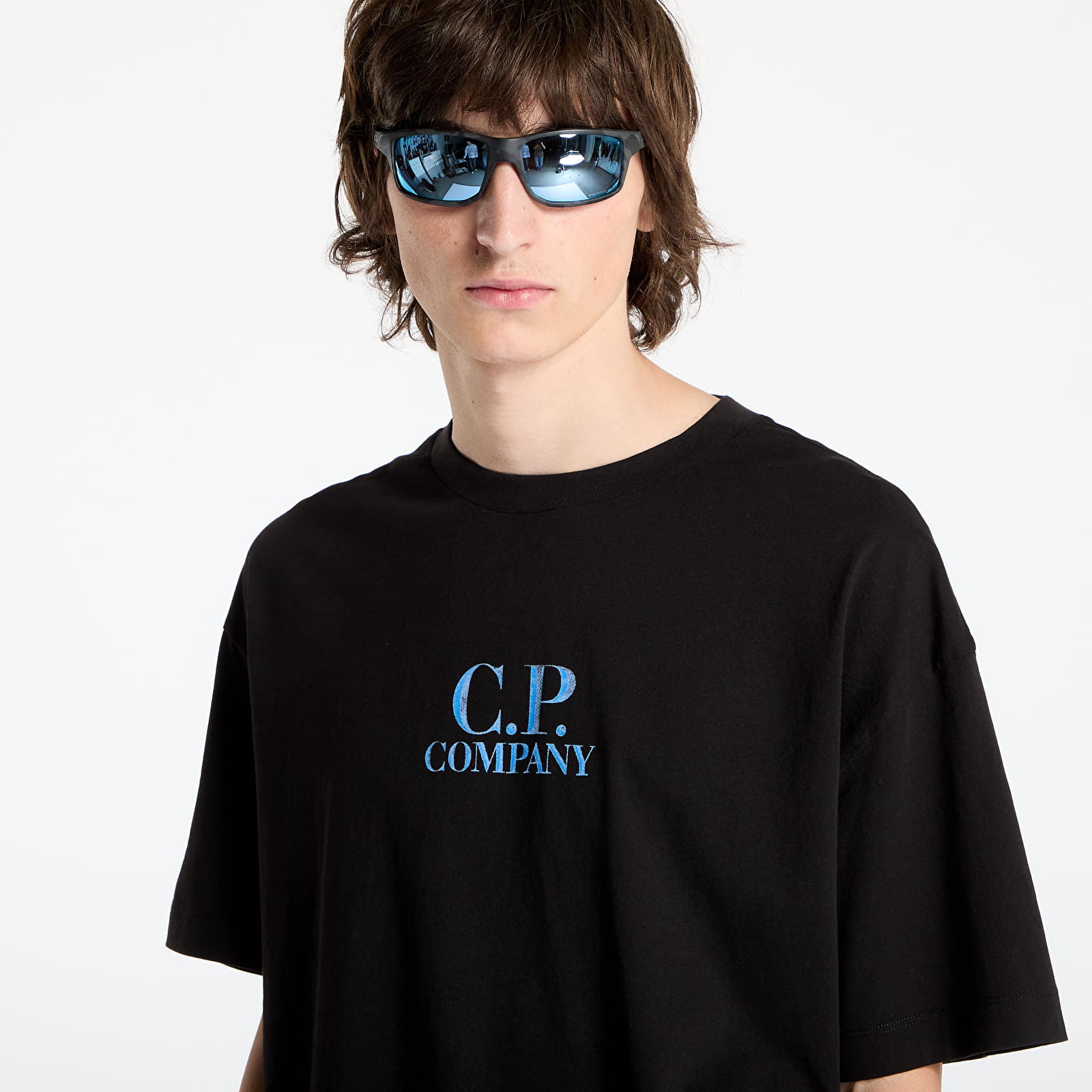 Футболки C.P. Company 30/1 Jersey Graphic Logo T-Shirt Black