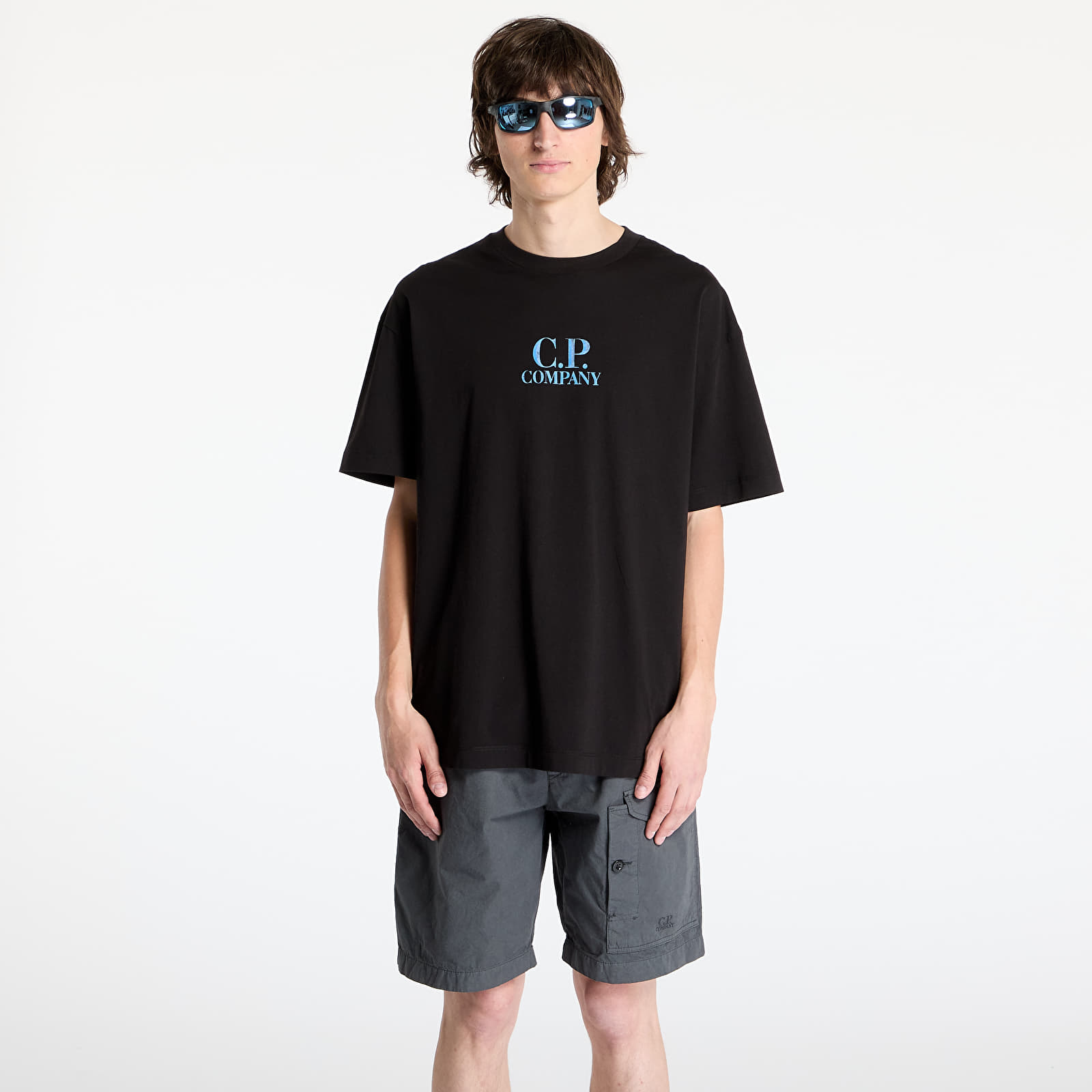 Футболки C.P. Company 30/1 Jersey Graphic Logo T-Shirt Black