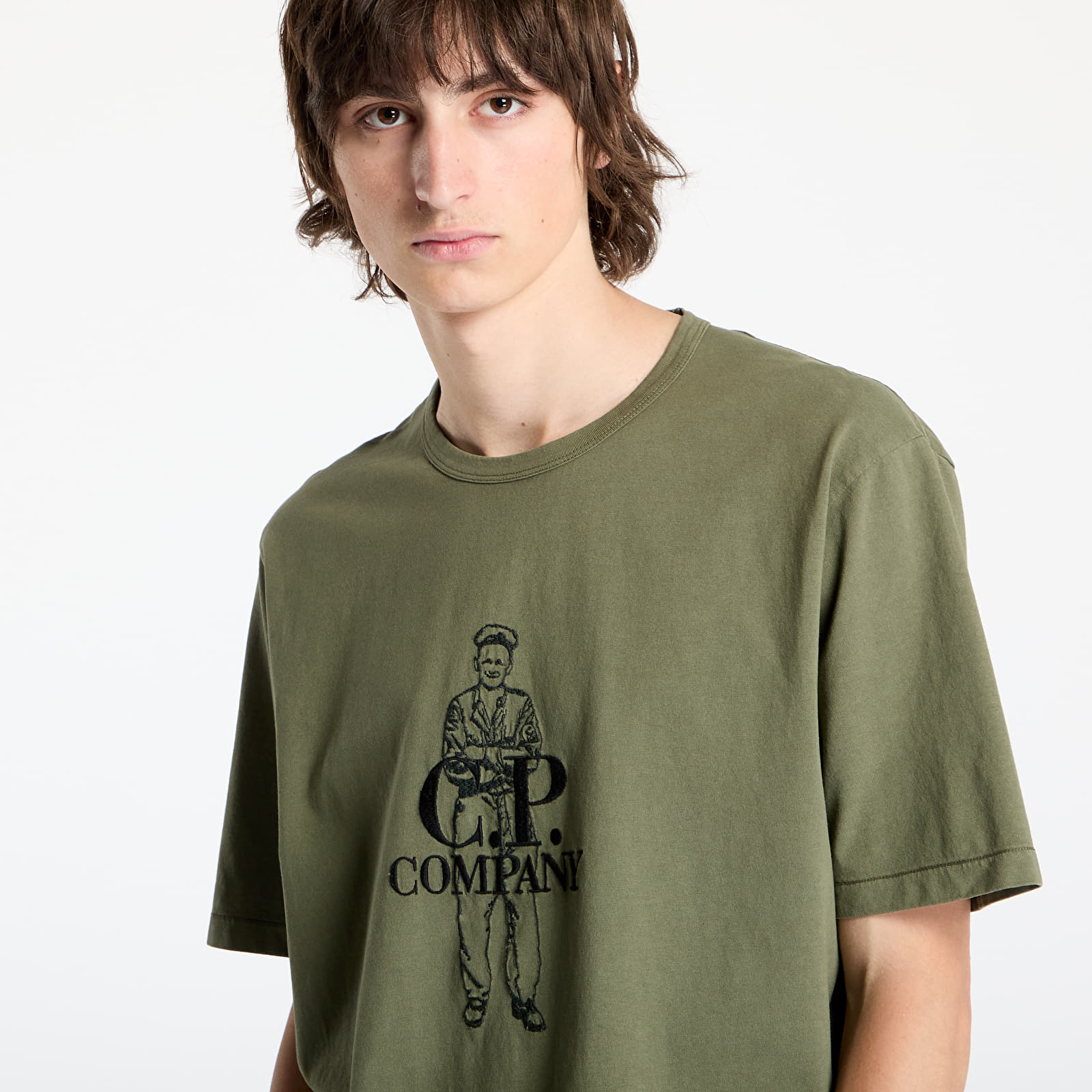 Pólók C.P. Company 1020 Jersey Logo T-Shirt Thyme Green