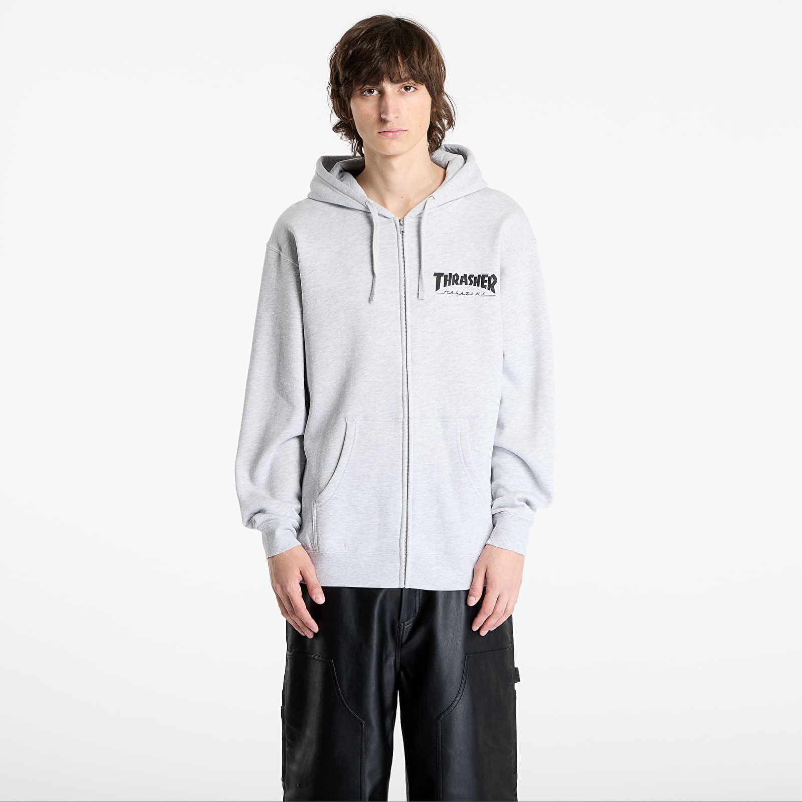 Sweatshirt Thrasher Magazine Logo Zip Hoody Melange Grey L