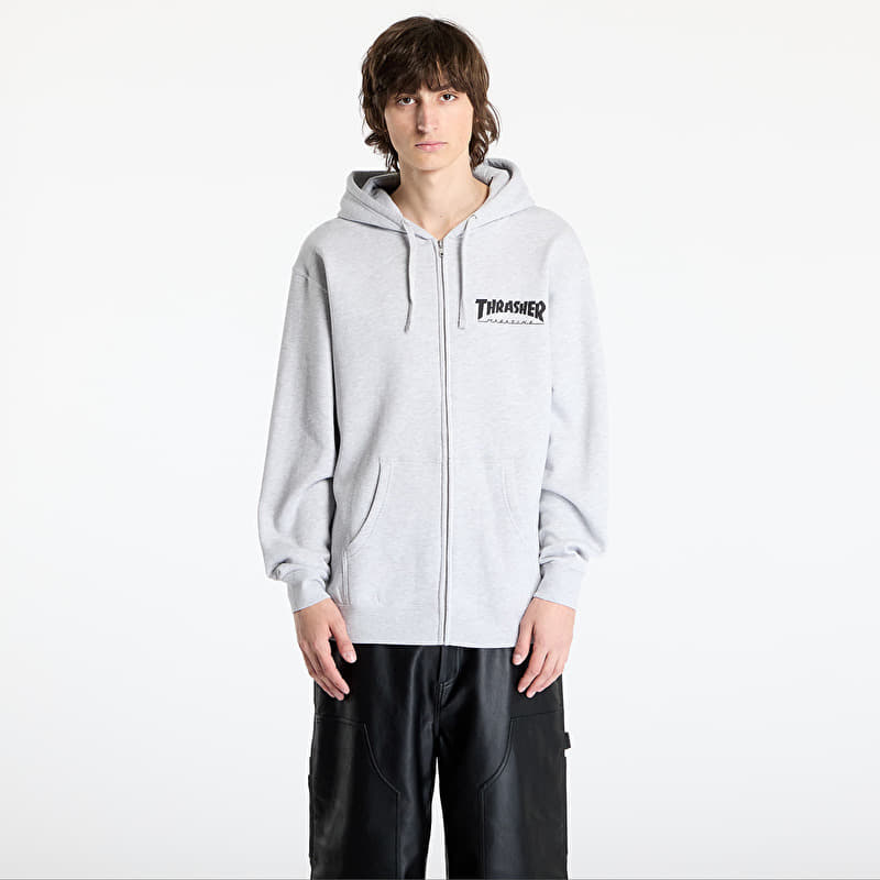 Sweatshirt Thrasher Magazine Logo Zip Hoody Melange Grey