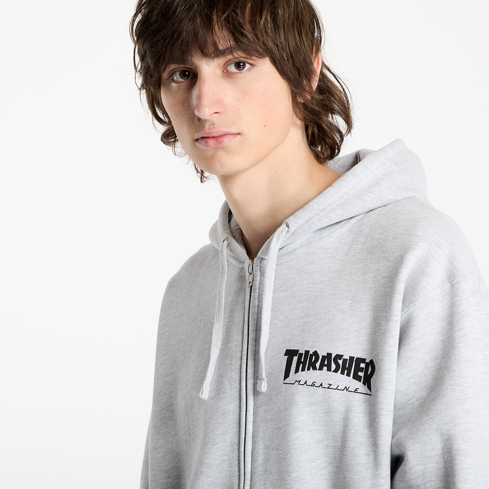 Sweatshirts Thrasher Magazine Logo Zip Hoody Melange Grey