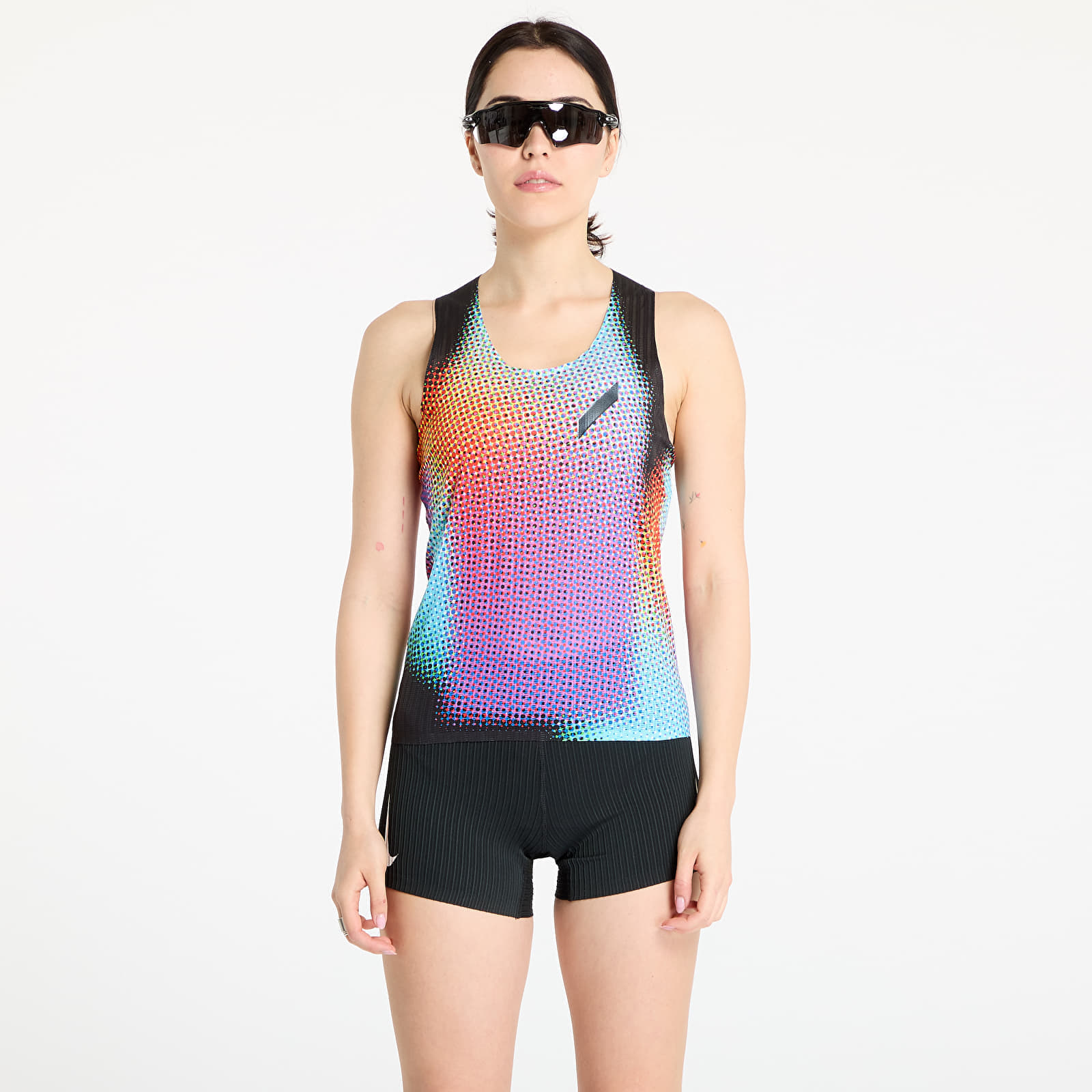 SOAR Running Womens Race Vest Black Rainbow Dot S
