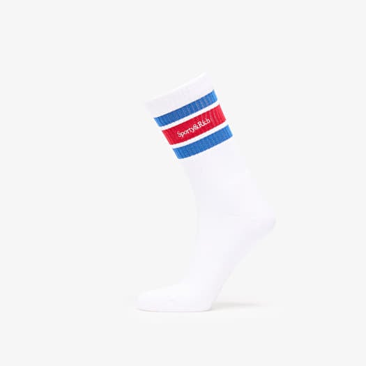 Sporty & Rich Serif Logo Socks White/ Paris blue/ Ruby