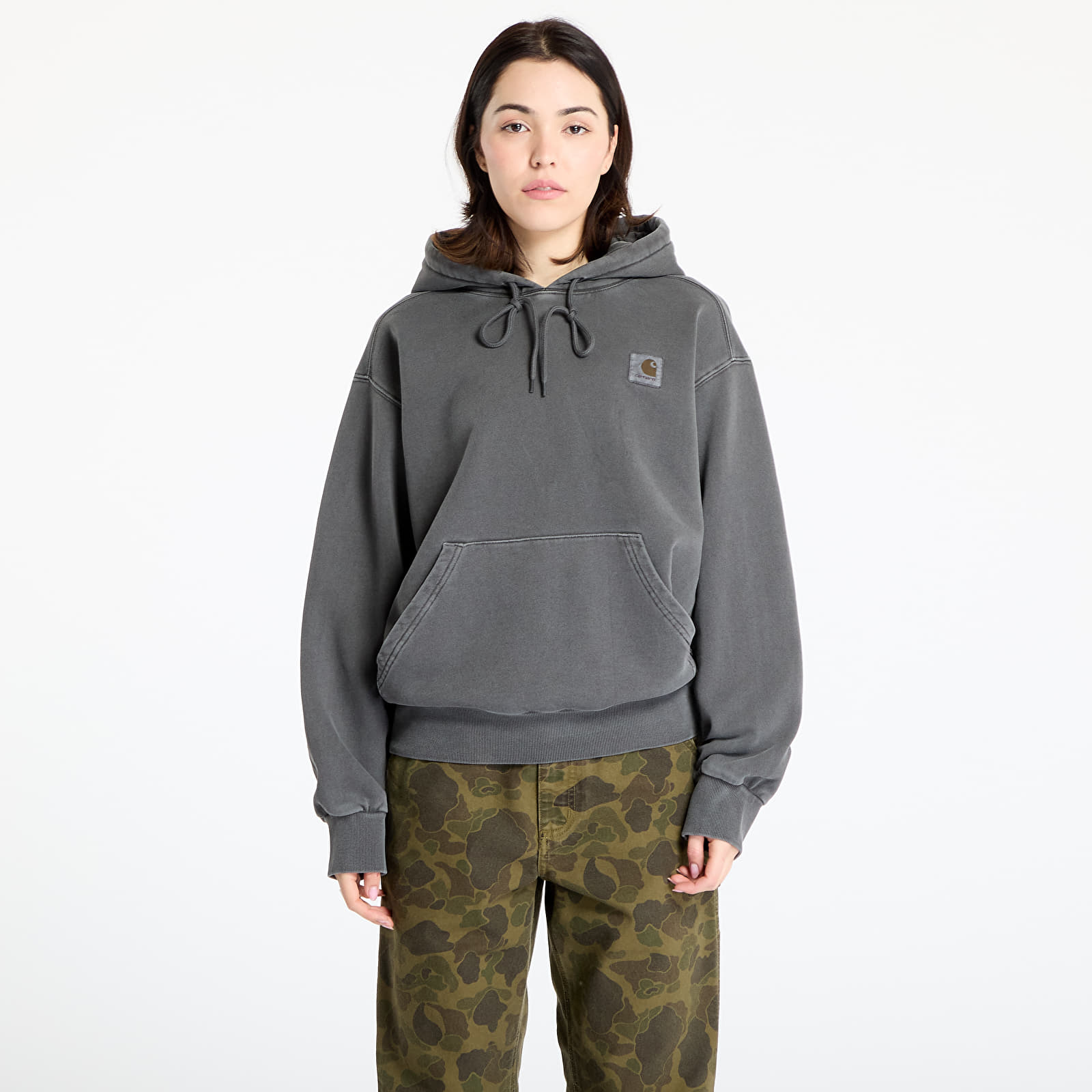 Pánské mikiny Carhartt WIP Hooded Nelson Sweat UNISEX Graphite Garment Dyed