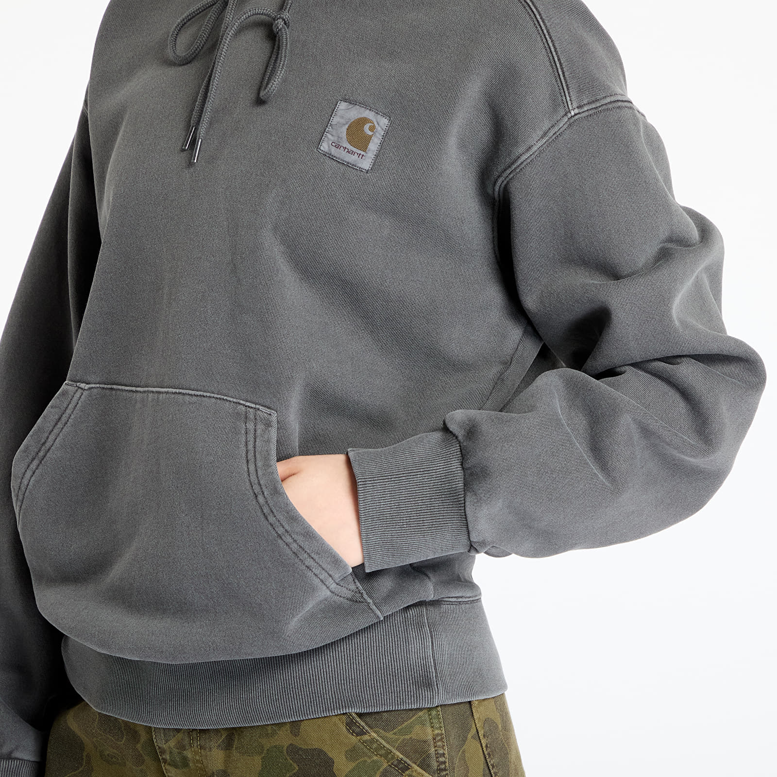Pánské mikiny Carhartt WIP Hooded Nelson Sweat UNISEX Graphite Garment Dyed