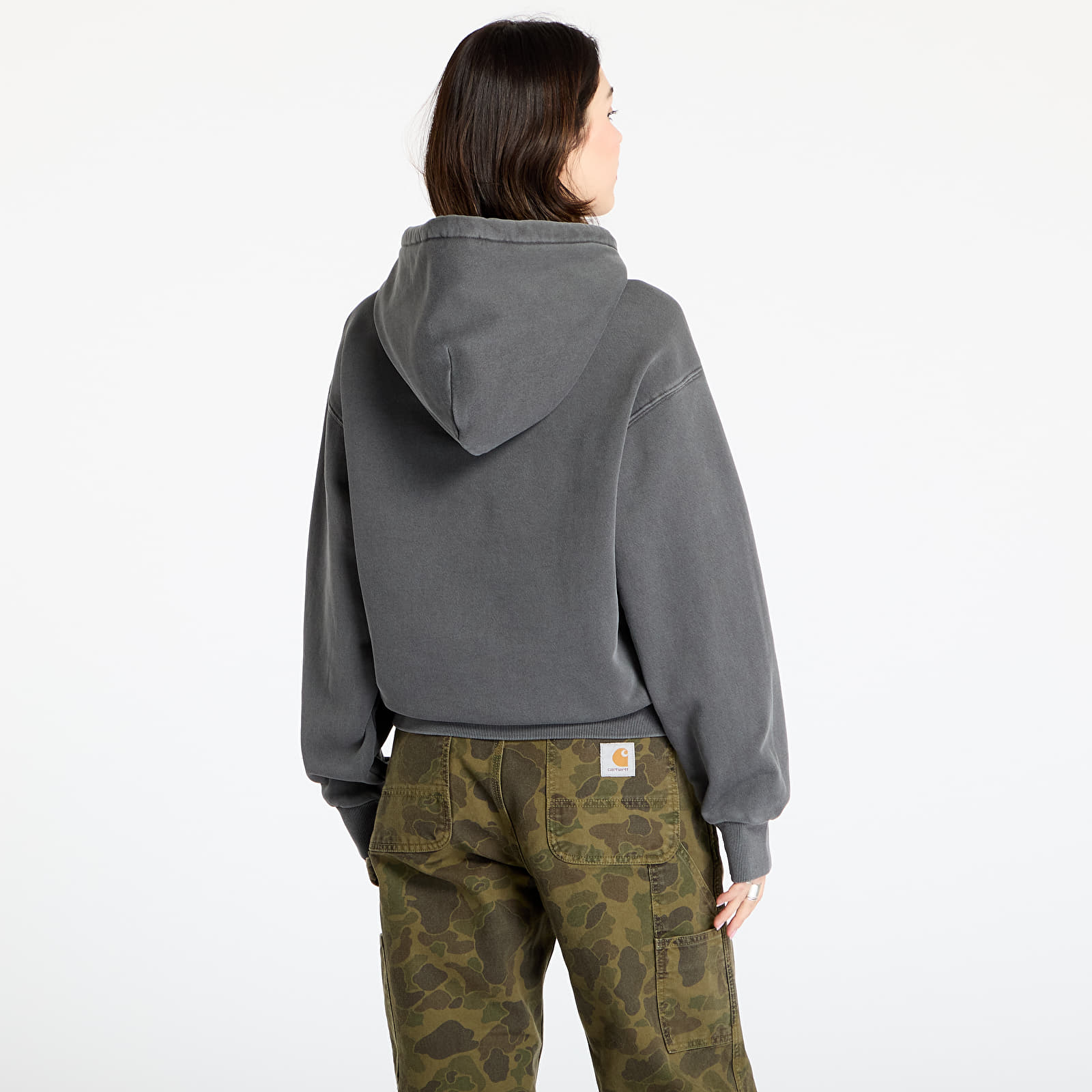 Pánské mikiny Carhartt WIP Hooded Nelson Sweat UNISEX Graphite Garment Dyed