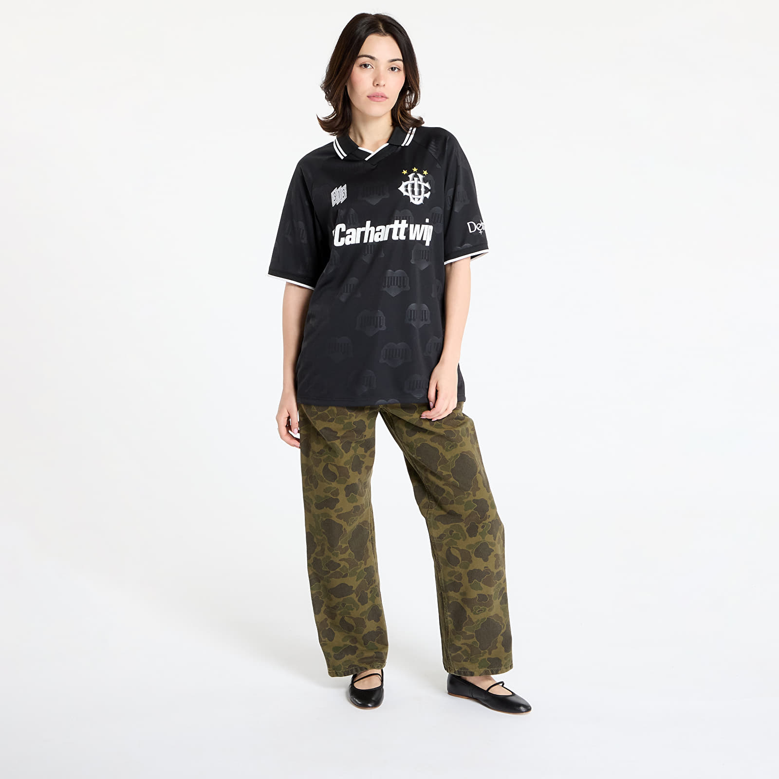 Jerseys Carhartt WIP S/S Harttâ Football T-Shirt UNISEX Heart Train Jacquard/ Black