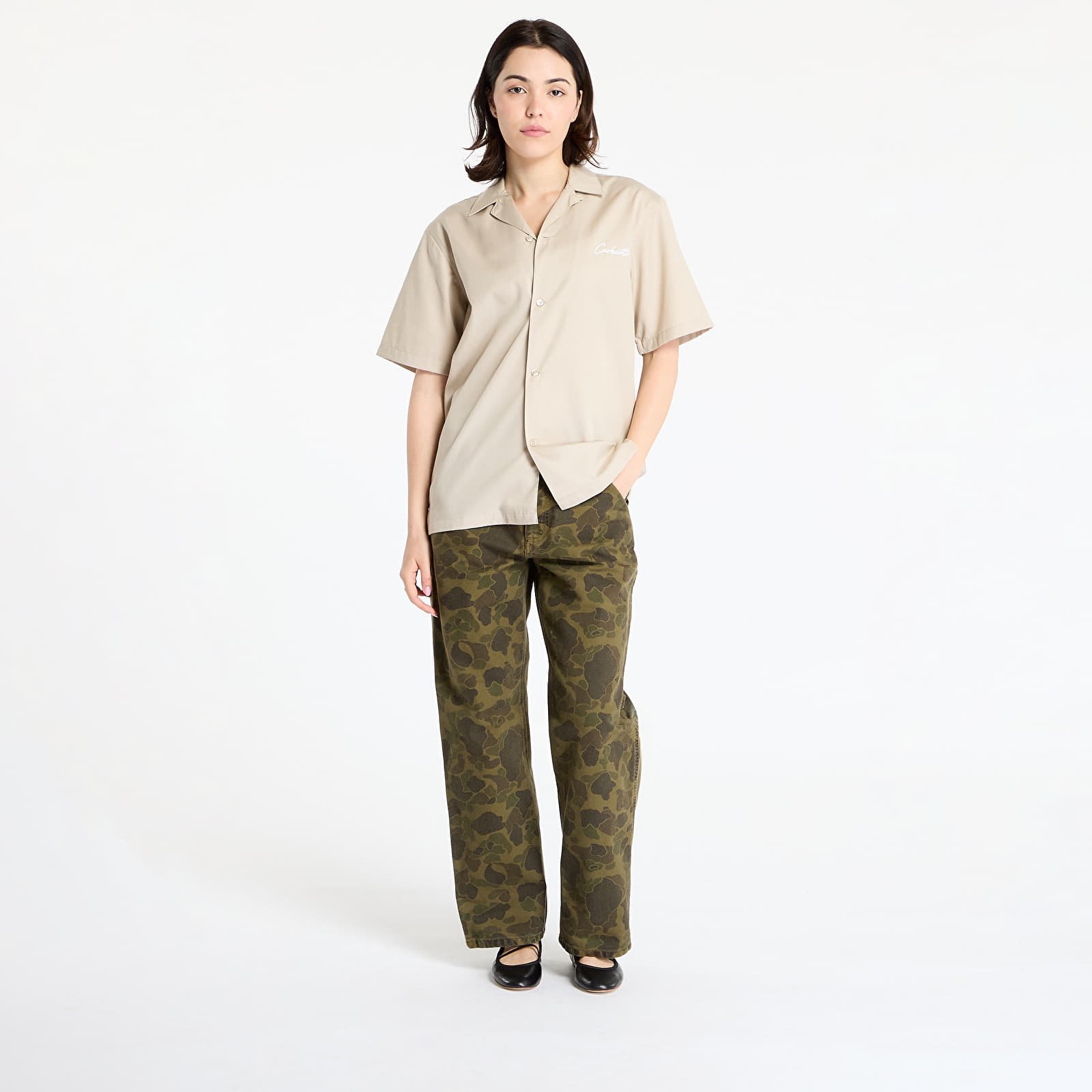 Košele Carhartt WIP S/S Delray Shirt UNISEX Fleur de Sel/ White